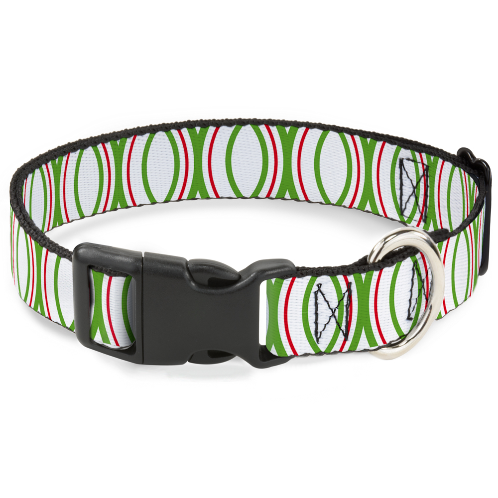 Plastic Clip Collar Rings White/Green/Red Large 15-24"