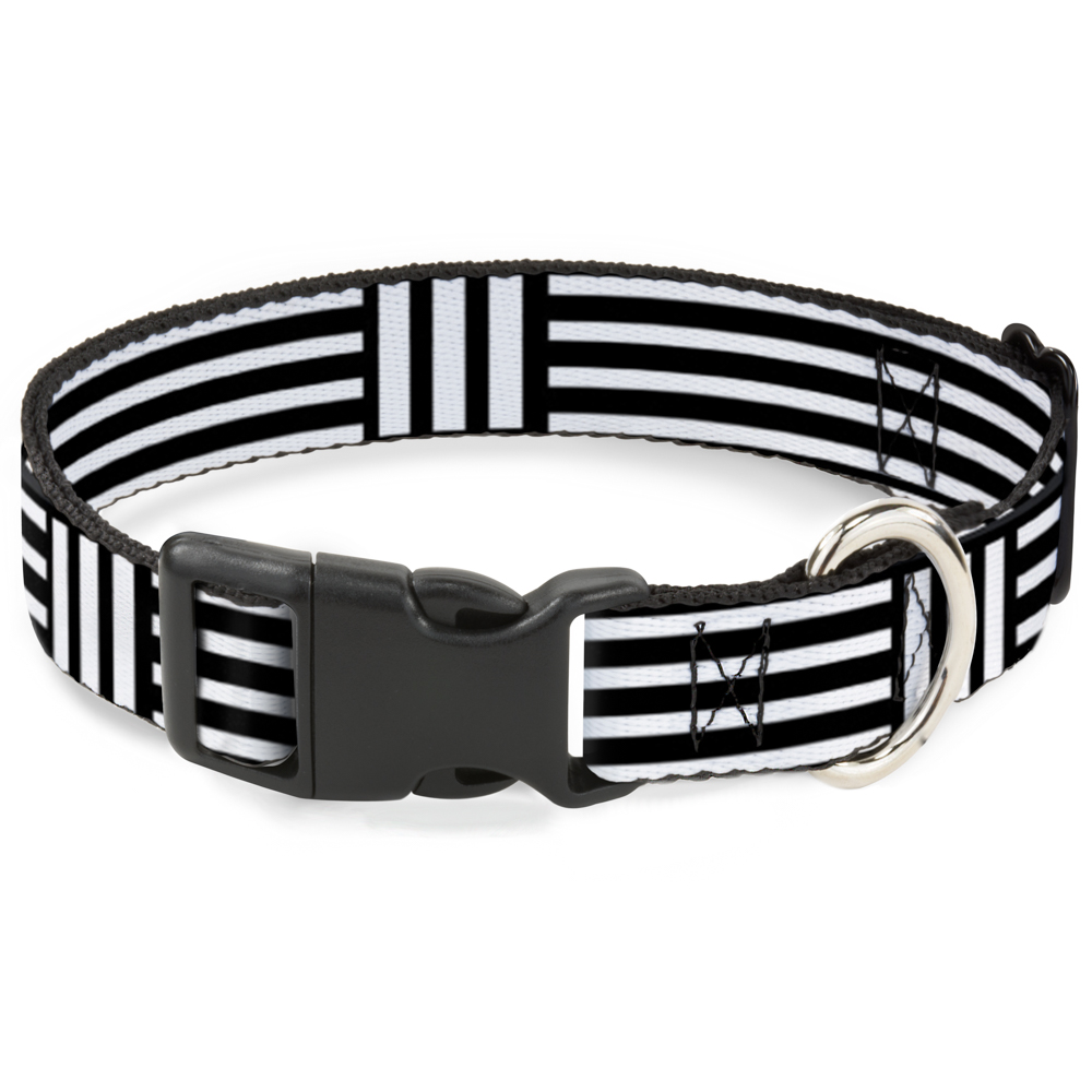 Plastic Clip Collar Stripe Blocks Black/White Small 9.5-13"