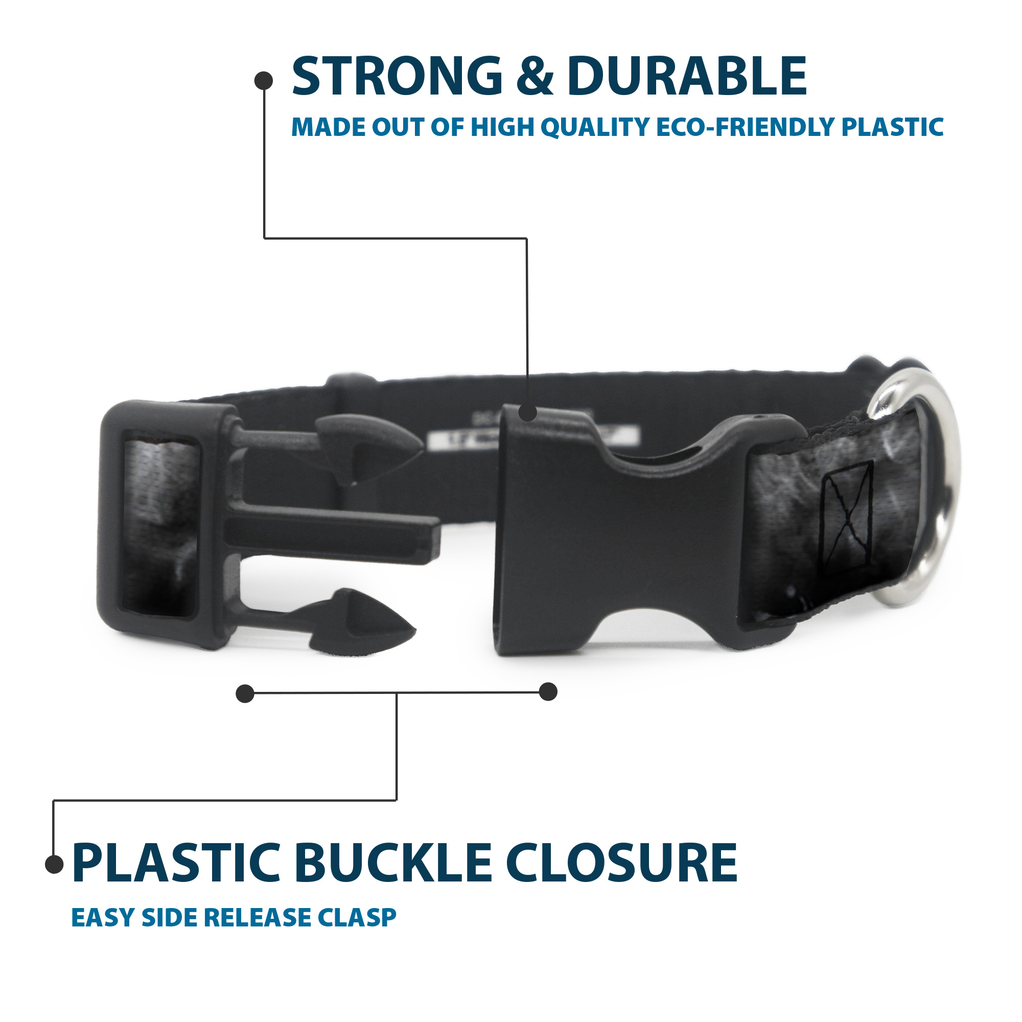 Plastic Clip Collar Smoke Black/Grays NARROW-Medium 8.5-12"