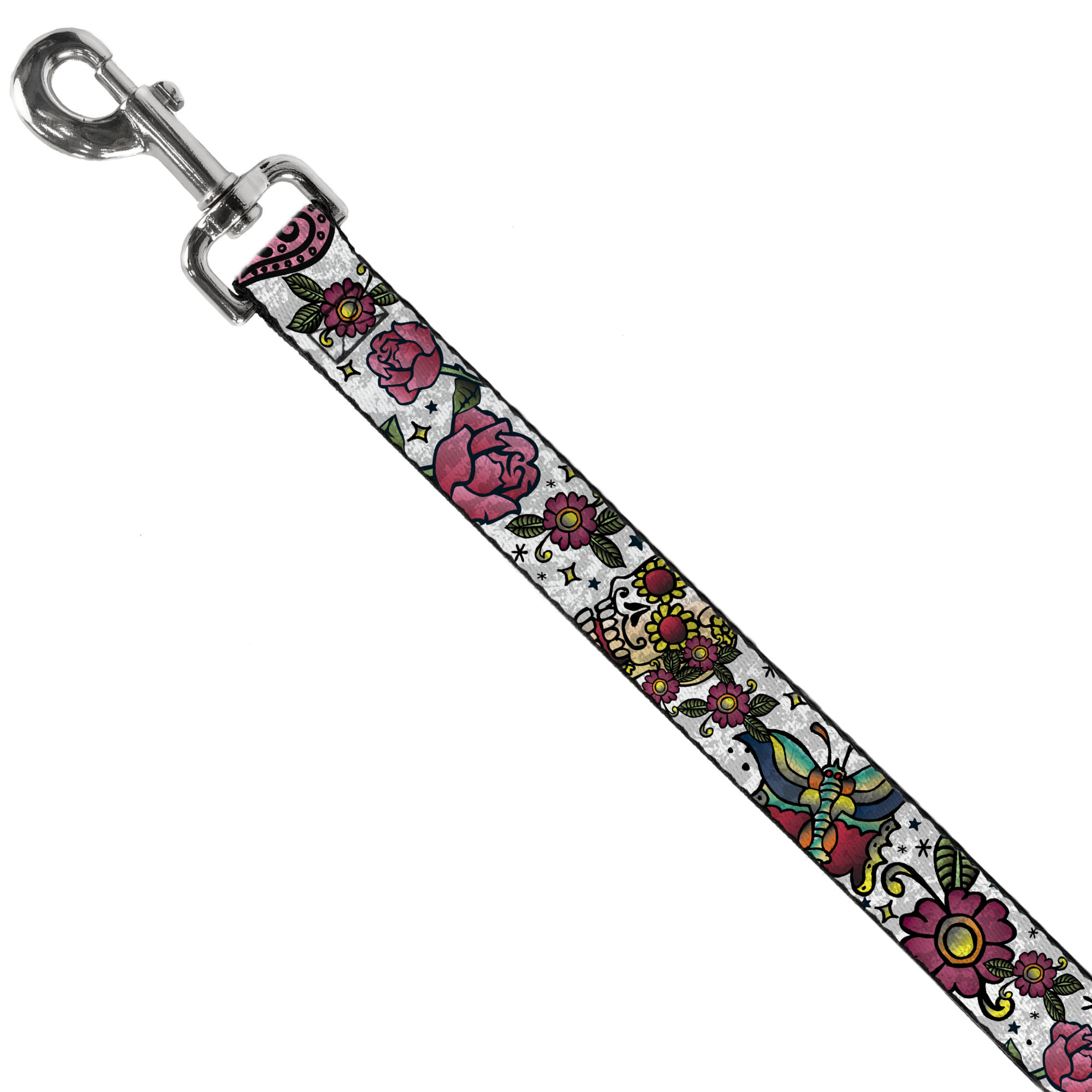 Dog Leash 6-FEET Love Kills CLOSE-UP White NARROW 0.5"