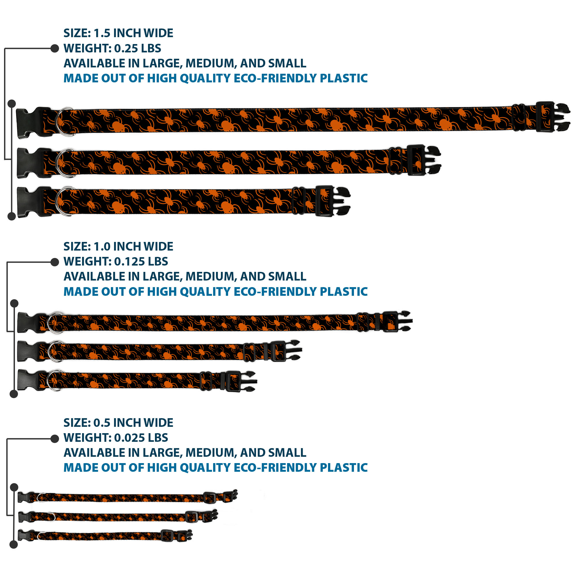 Plastic Clip Collar Spider Silhouettes Black/Orange Large 15-24"