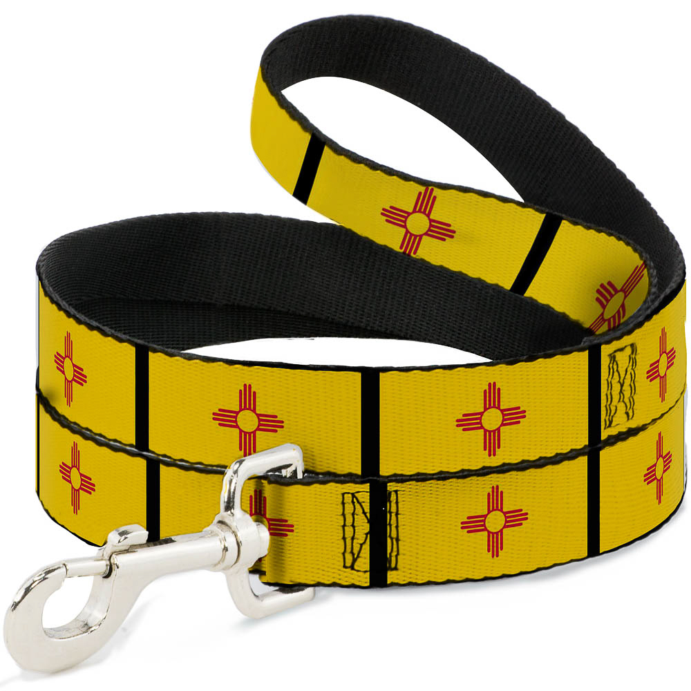 Dog Leash 6-FEET New Mexico Flag/Black NARROW 0.5″