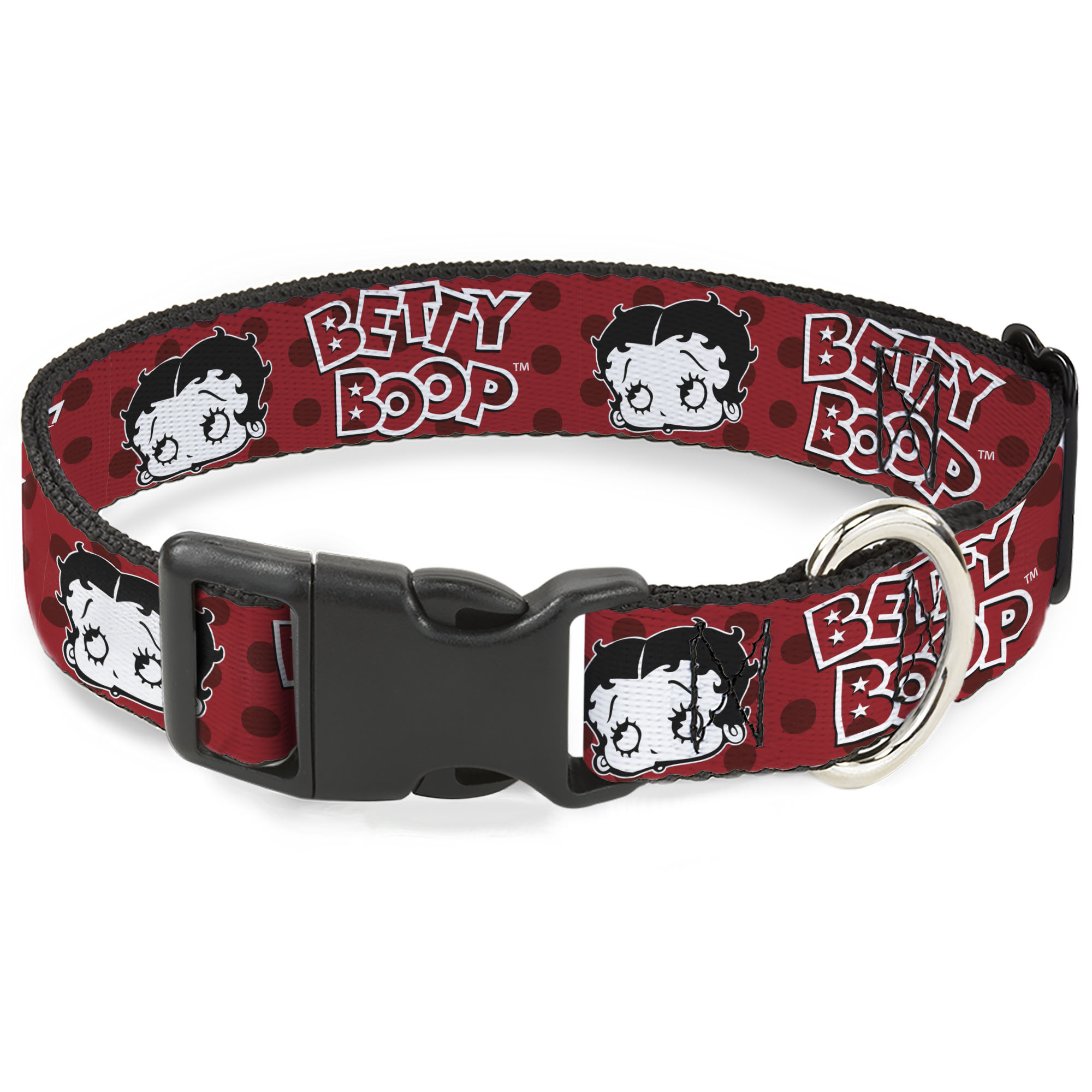 Plastic Clip Collar BETTY BOOP Face and Text Polka Dot Reds/Black/Wh (US IMPORT)