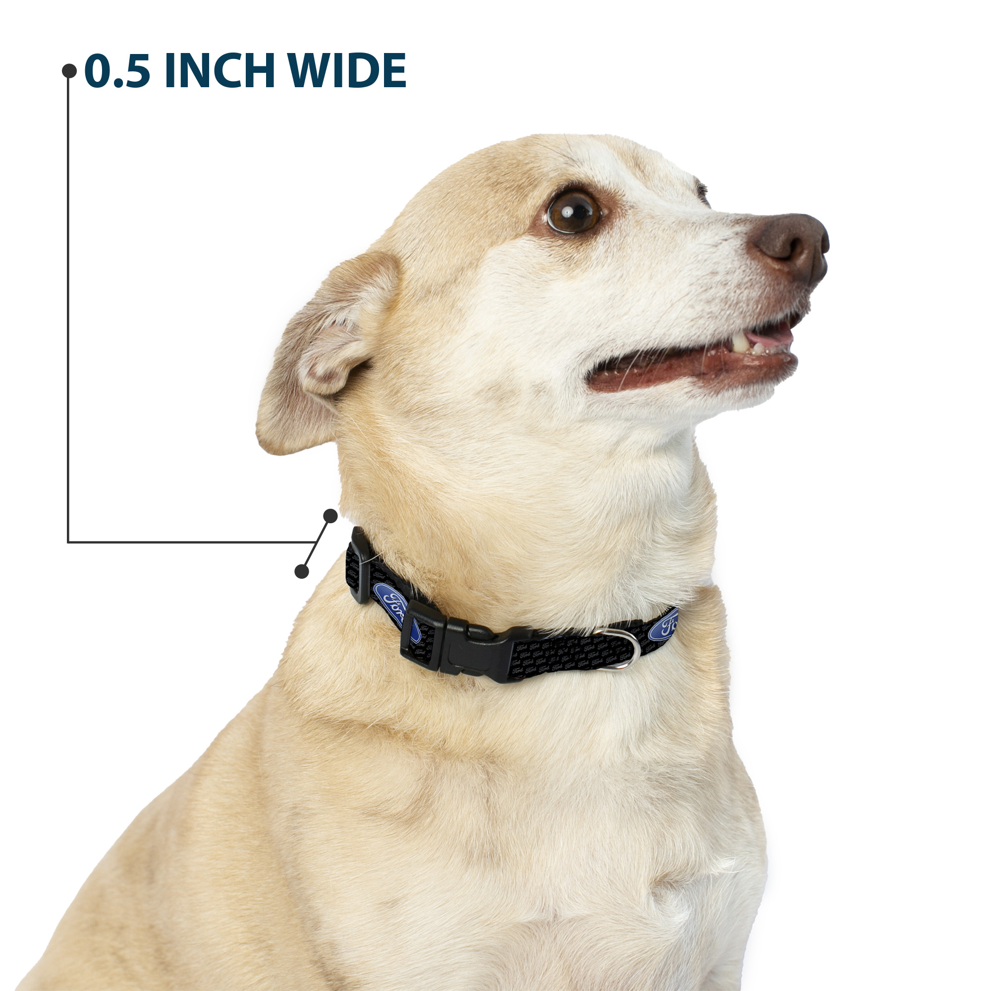 Plastic Clip Collar Ford Oval REPEAT w/Text NARROW-Medium 8.5-12" (US IMPORT)