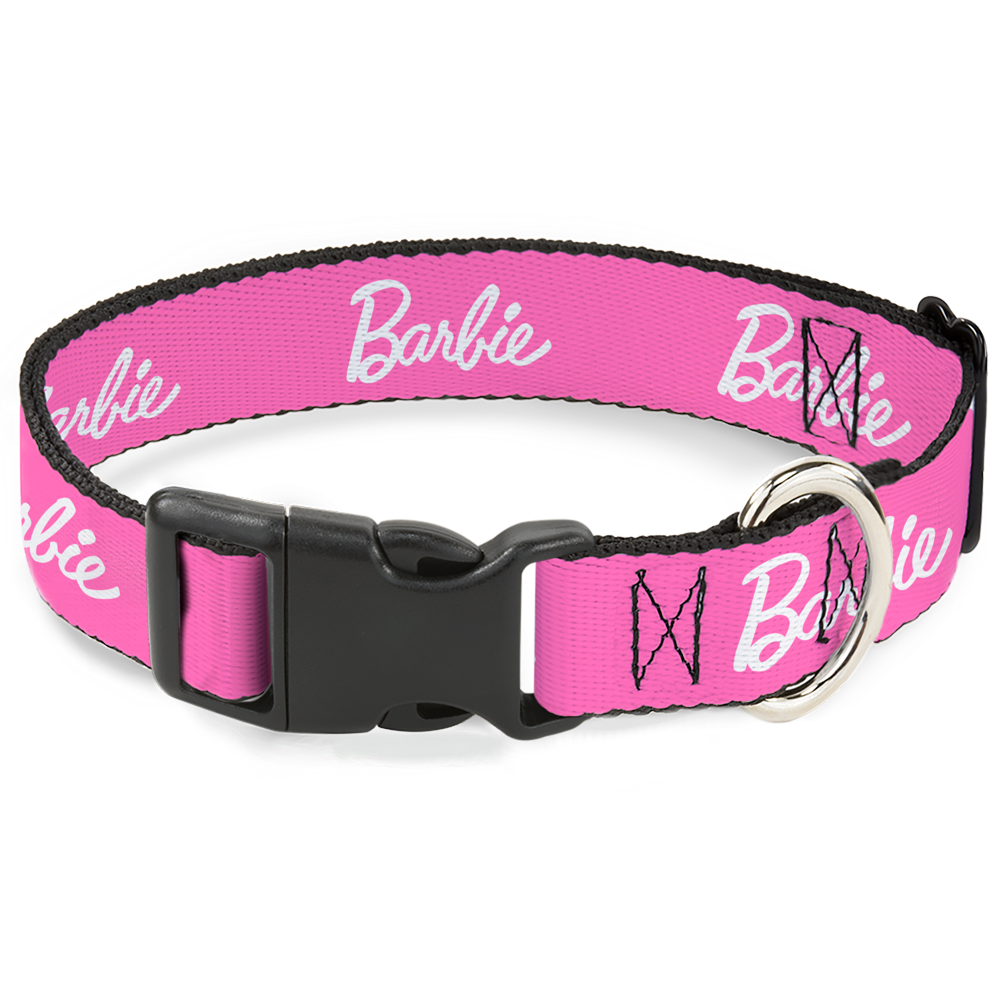 Plastic Clip Collar BARBIE Script Signature Logo Pink/White Medium 11-16.5"