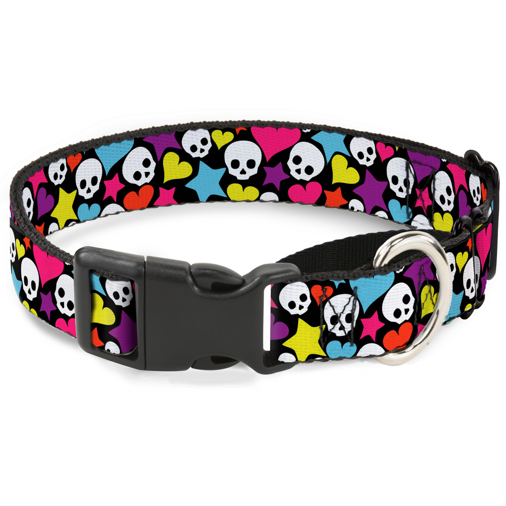 Plastic Martingale Collar Funky Skulls Hearts & Stars Black/Multi Co (US IMPORT)