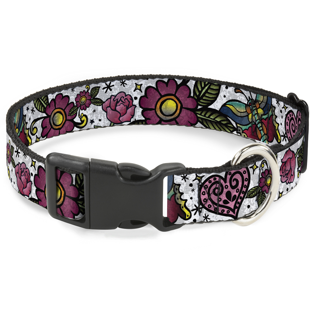 Plastic Clip Collar Love Kills C/U White NARROW-Small 7-8.5