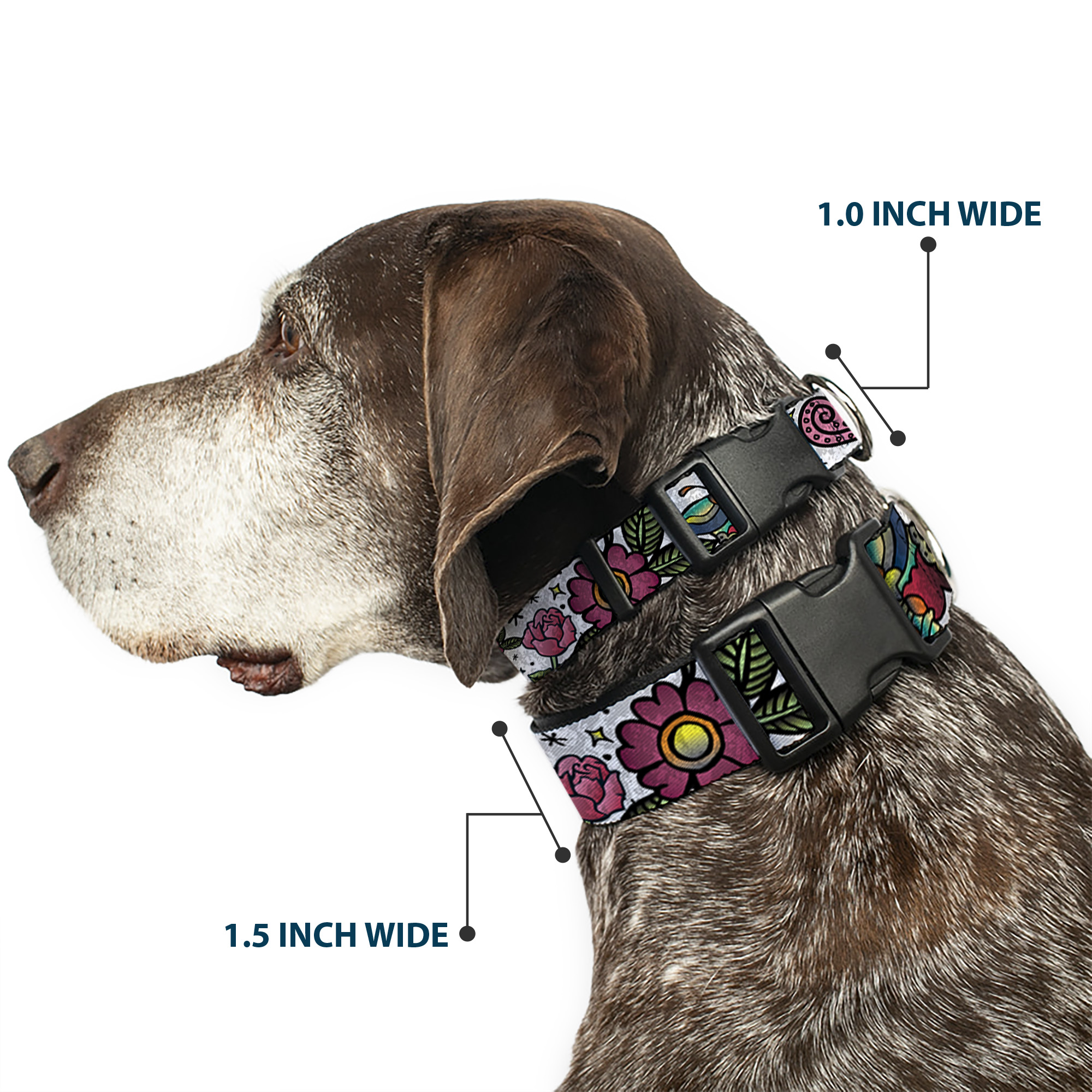 Plastic Clip Collar Love Kills C/U White NARROW-Small 7-8.5