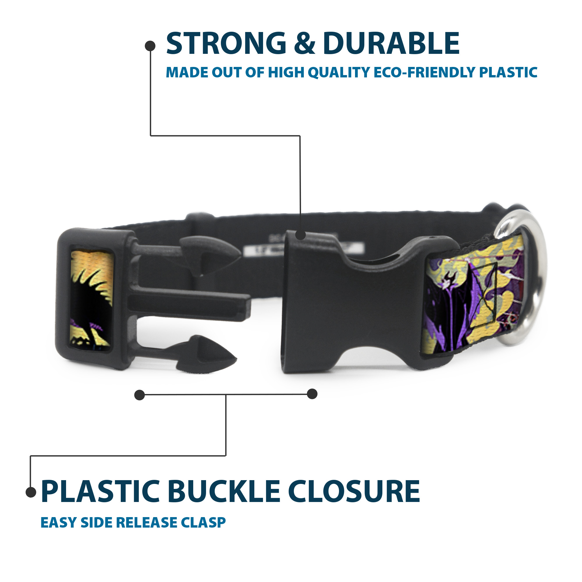 Plastic Clip Collar Maleficent Poses Small 9.5-13"