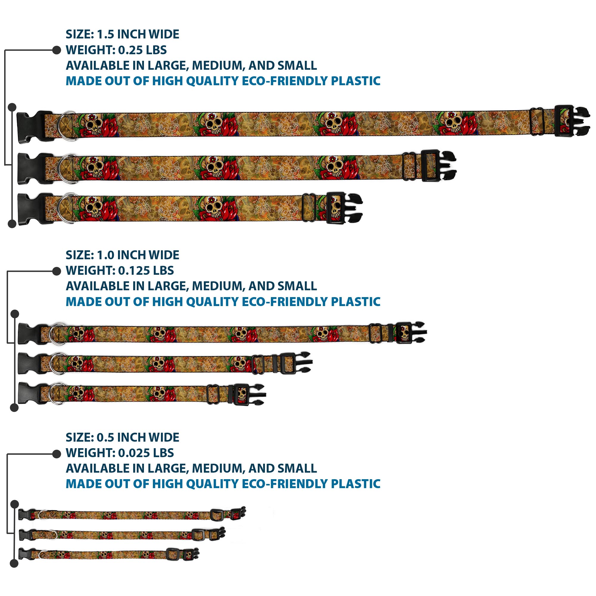 Plastic Clip Collar Tattoo Johnny-Dagger NARROW-Medium 8.5-12"