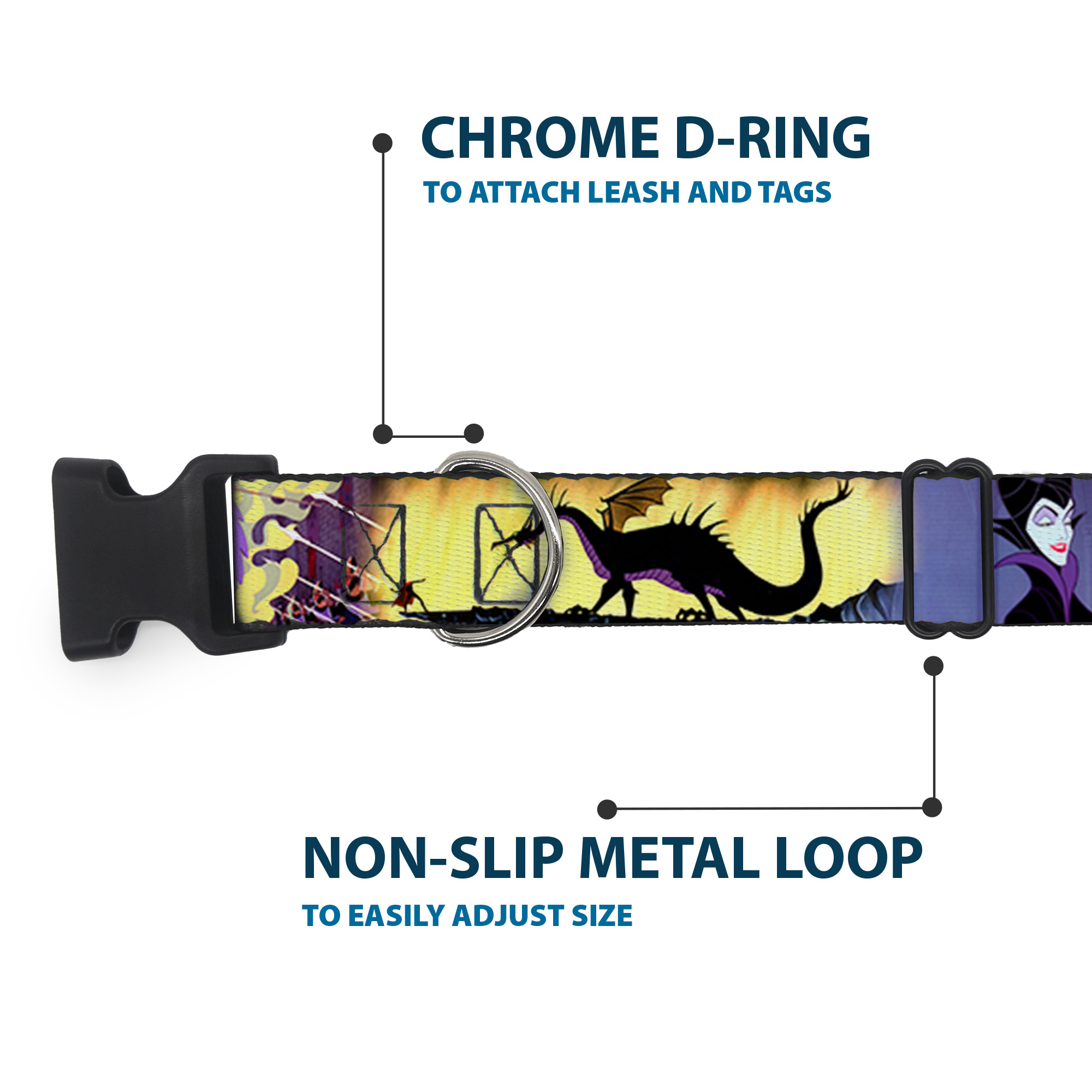 Plastic Clip Collar Maleficent Poses Large 15-24"