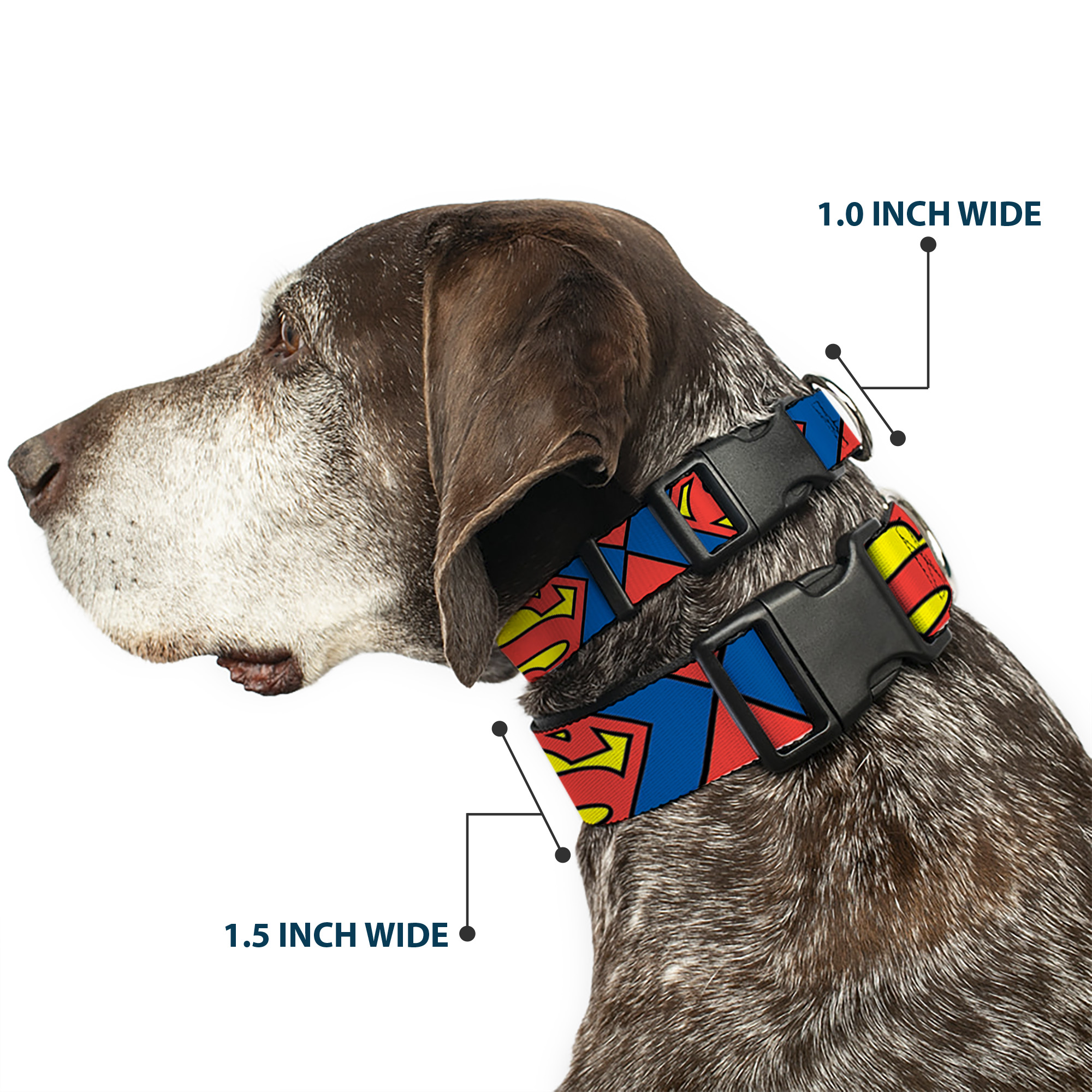 Plastic Clip Collar Superman Shield CLOSE-UP Blue/Red/Yellow NARROW- (US IMPORT) - Produktbild 2