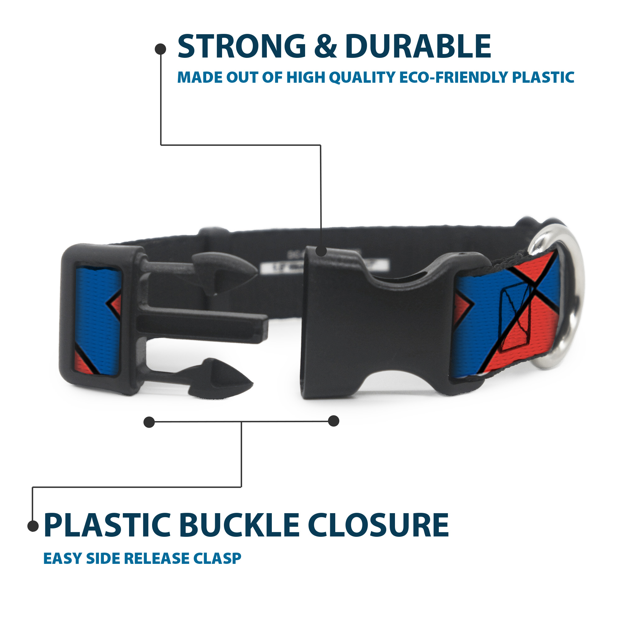 Plastic Clip Collar Superman Shield CLOSE-UP Blue/Red/Yellow NARROW- (US IMPORT) - Produktbild 4