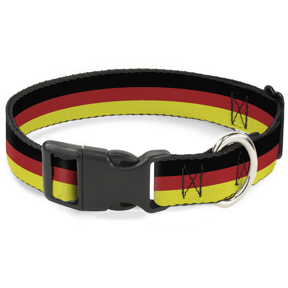 Plastic Clip Collar Stripes Black/Red/Yellow WIDE-Large 20-31 ...