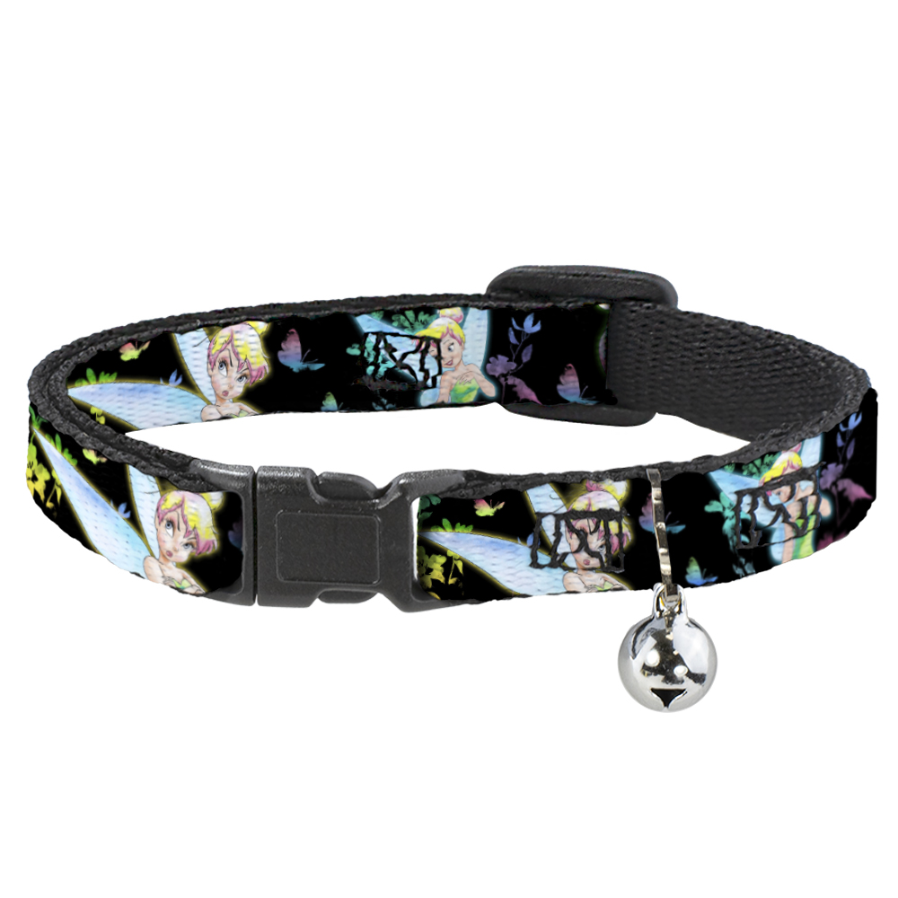 Cat Collar Breakaway with Bell Glowing Tinker Bell Poses/Butterflies & Flowers B