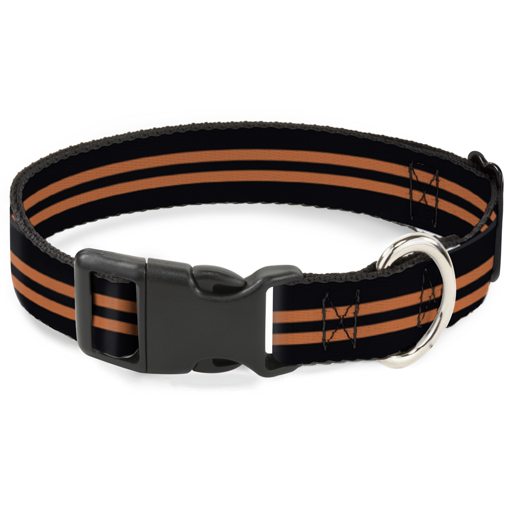 Plastic Clip Collar Stripe Black/Orange WIDE-Large 20-31"
