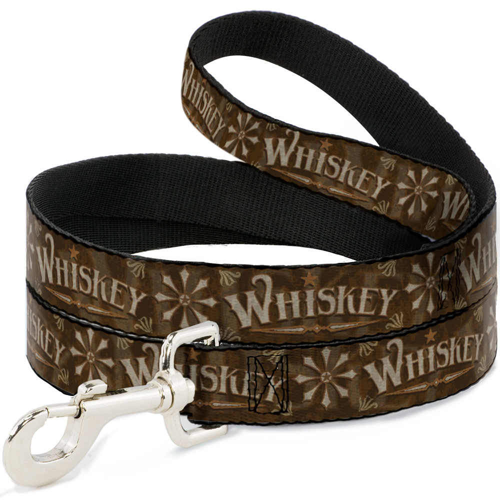 Western Whiskey Star Dog Leash 6ft Brown