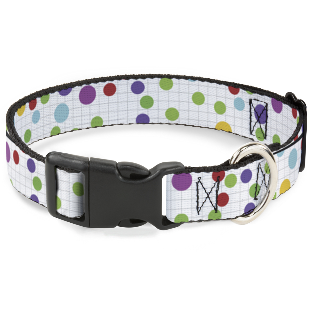 Plastic Clip Collar Dots/Grid White/Gray/Multi Color WIDE-Large 20-31"