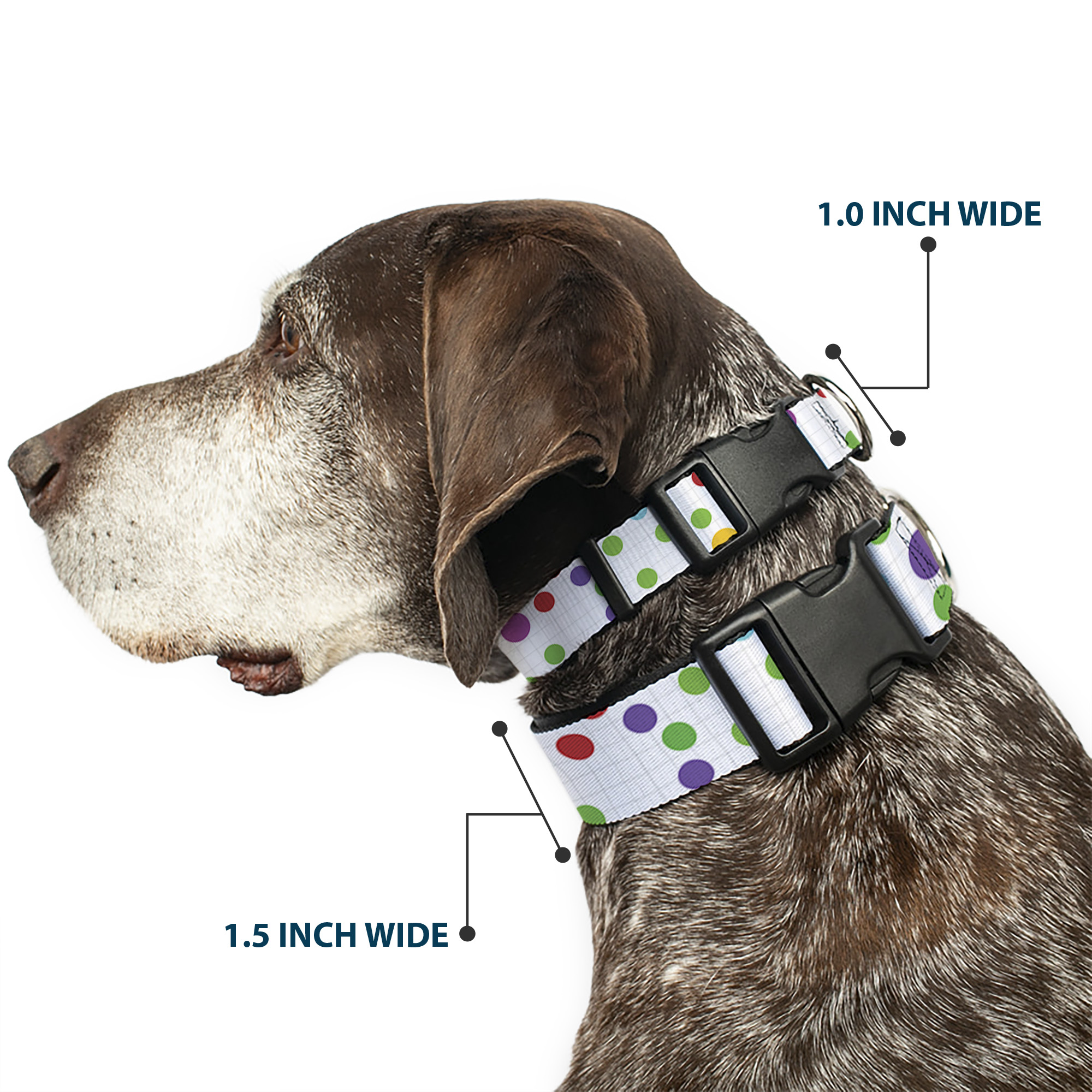 Plastic Clip Collar Dots/Grid White/Gray/Multi Color WIDE-Large 20-31"
