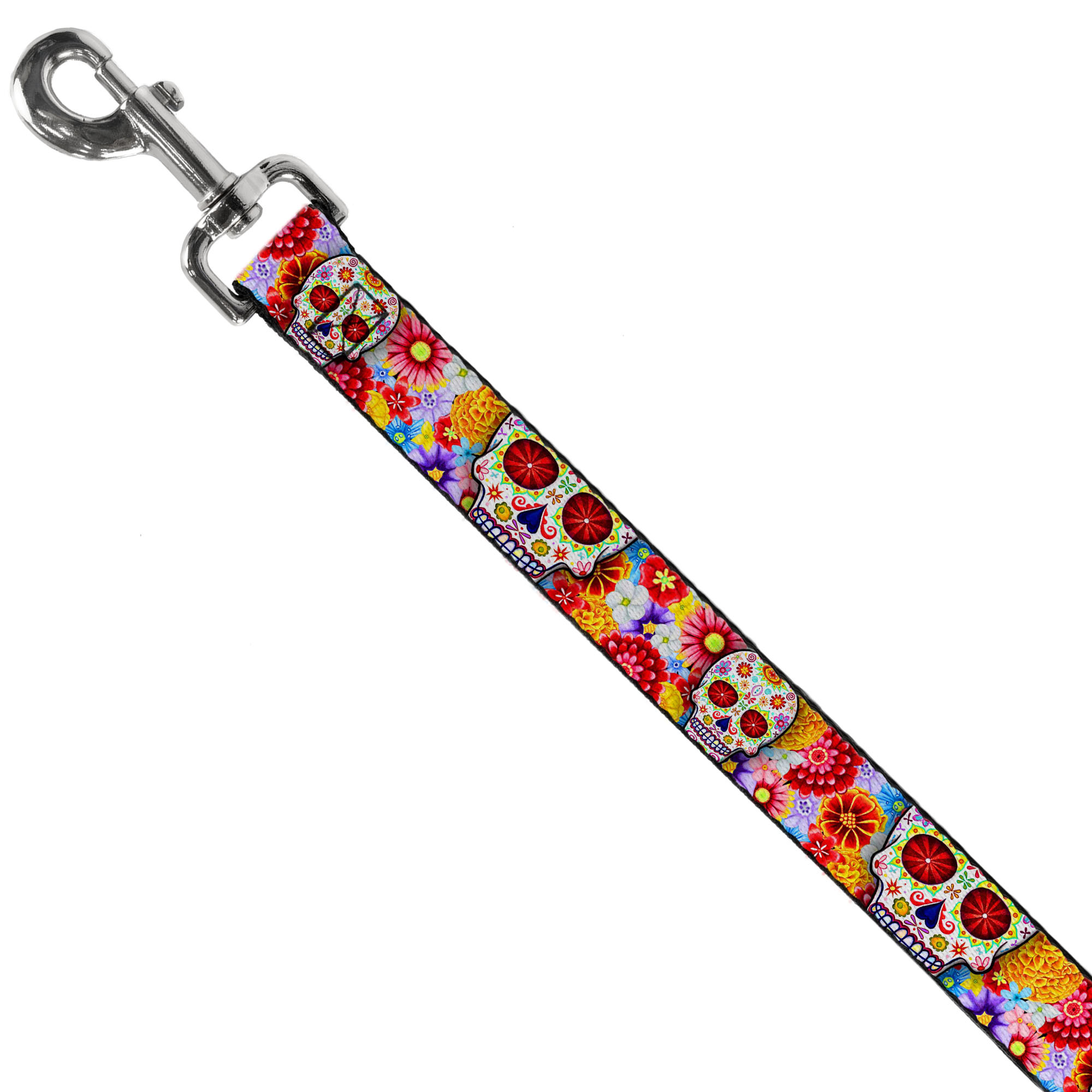 Dog Leash 6-FEET Sugar Skull Starburst White/Multi Color
