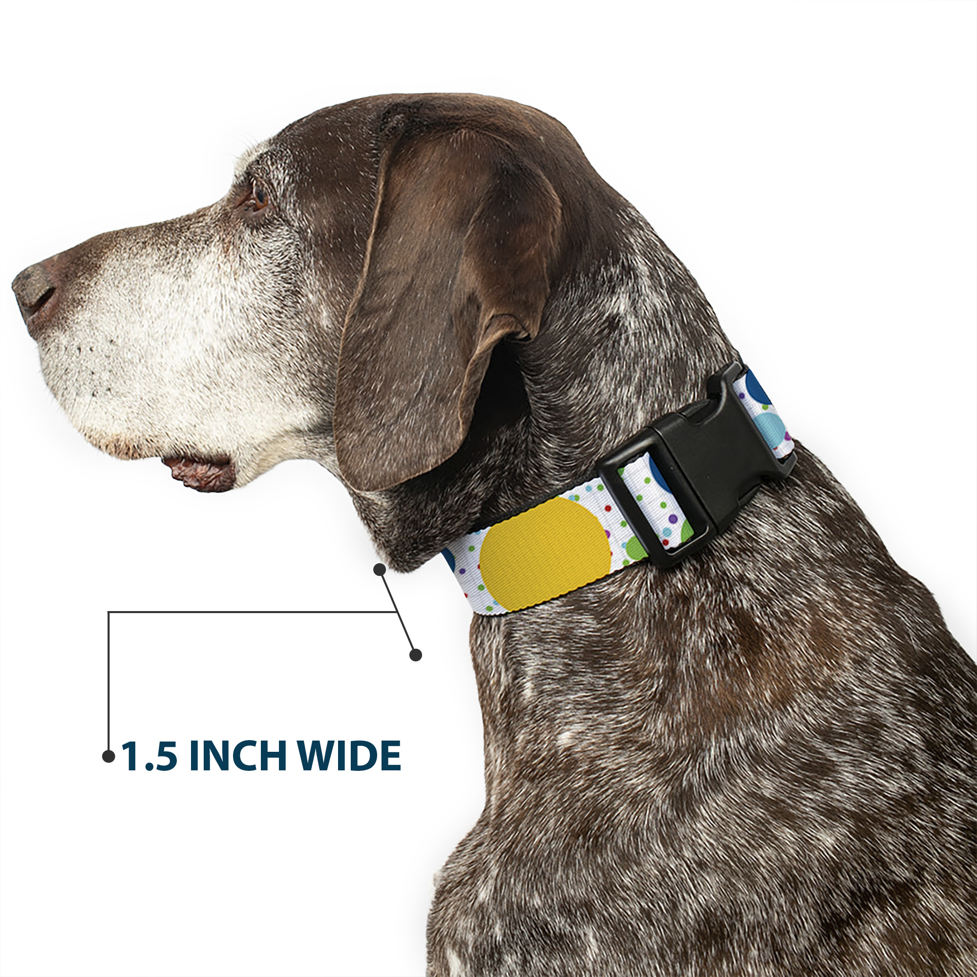 Plastic Clip Collar Dots/Grid3 White/Gray/Multi Color WIDE-Large 20-31"