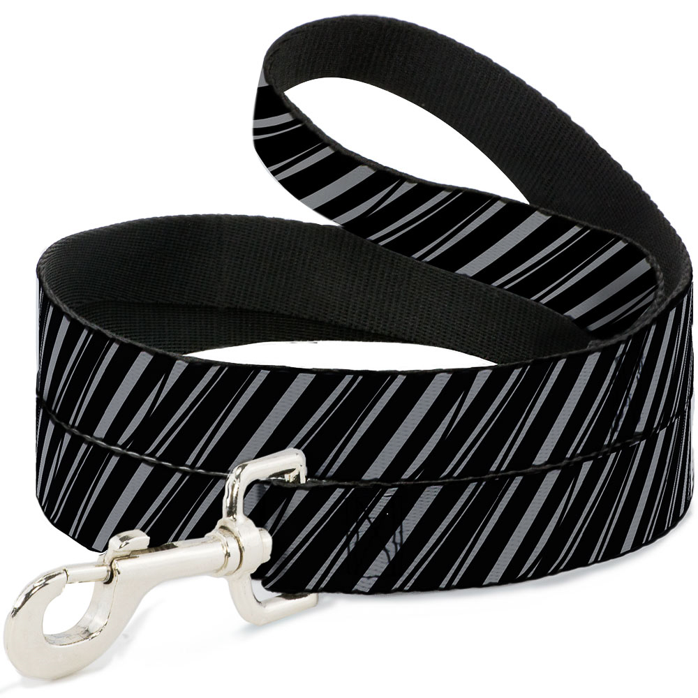 Dog Leash Diagonal Stripes Scribble Gray/Black WIDE 1.5"