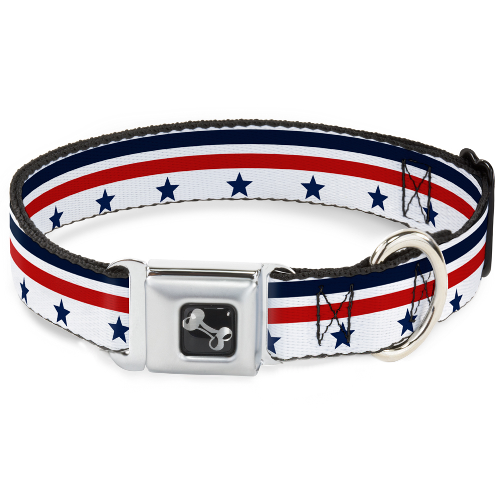 Dog Collar Bone Americana Stars & Stripes5 White/Blue/Red Medium 11-16.5″