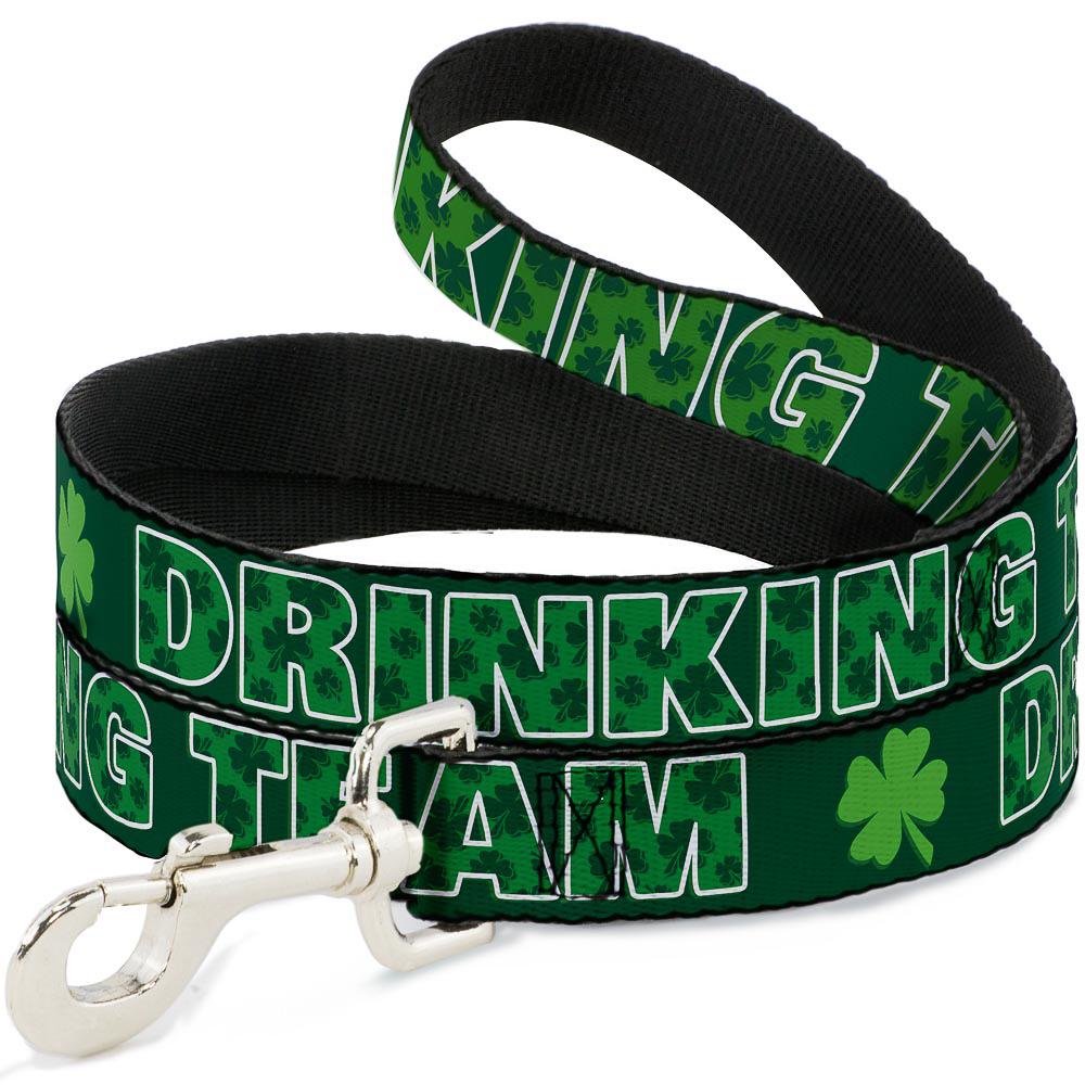 Dog Leash St. Pat's DRINKING TEAM/Shamrocks Black/Green/White WIDE 1 (US IMPORT)