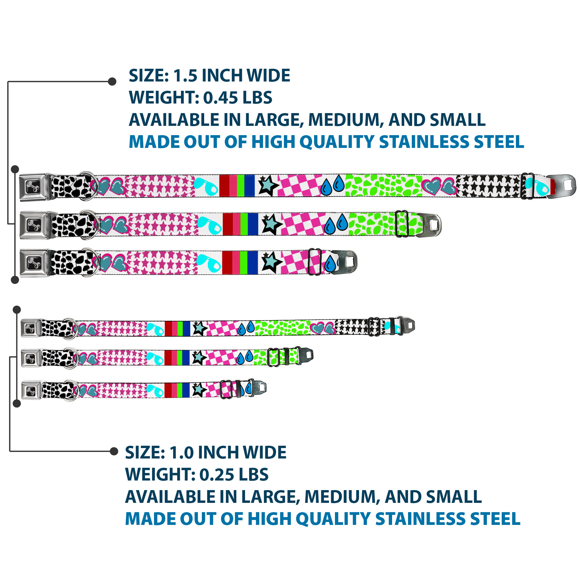 Dog Collar Bone Icons & Patterns 1 Large 15-24"