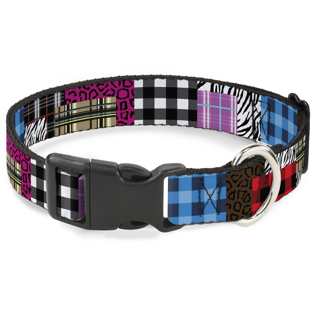 Plastic Clip Collar Plaid & Animal Skins WIDE-Large 20-31"" (US IMPORT)