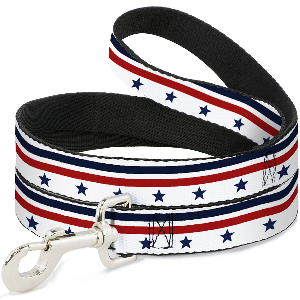 Dog Leash Americana Stars & Stripes5 White/Blue/Red WIDE 1.5″