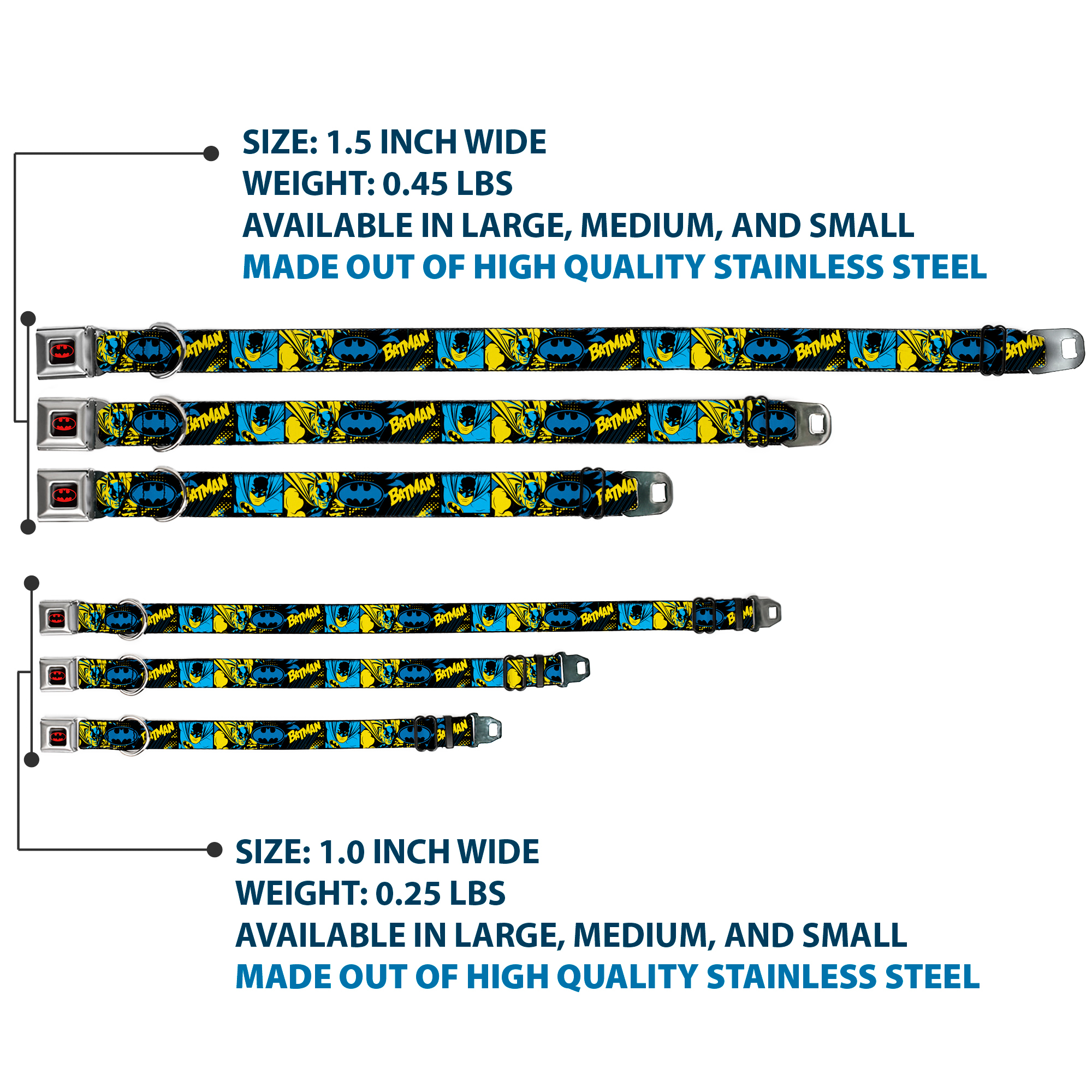 Dog Collar BMC-Batman Black/Yellow BATMAN Poses and Logo Collage Bla (US IMPORT) - Produktbild 2