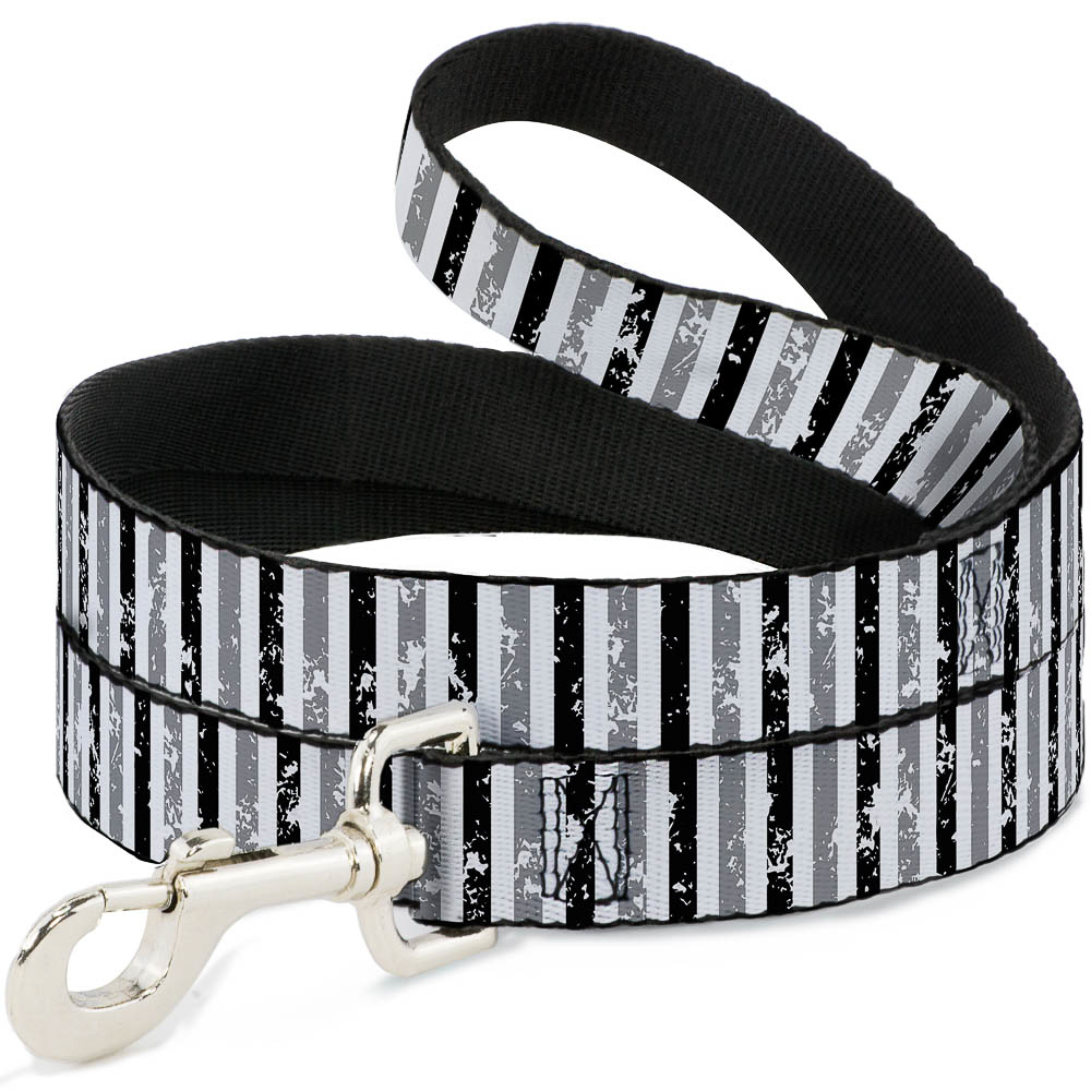 Dog Leash 6 Feet Vertical Stripes White Black