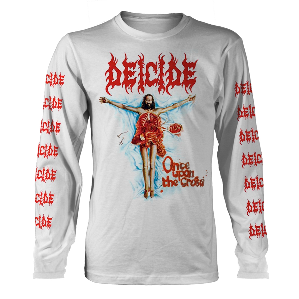DEICIDE - ONCE UPON THE CROSS (БЕЛЫЙ) БЕЛАЯ рубашка с длинным рукавом большого размера