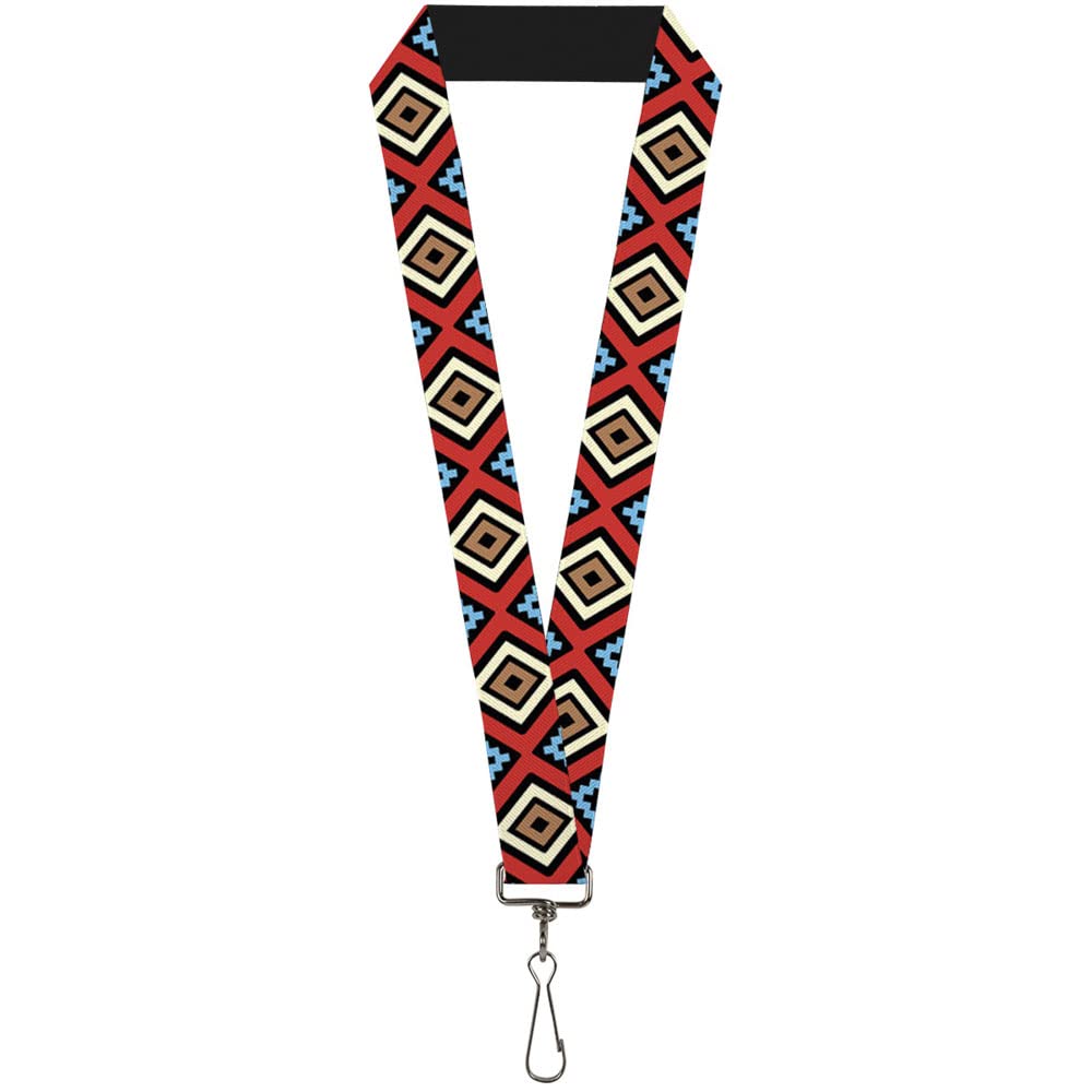 Buckle-Down Lanyard-1.0″-Geometric1 Black/red/tan/Brown/Baby Blue 22″ x 1″ Multi