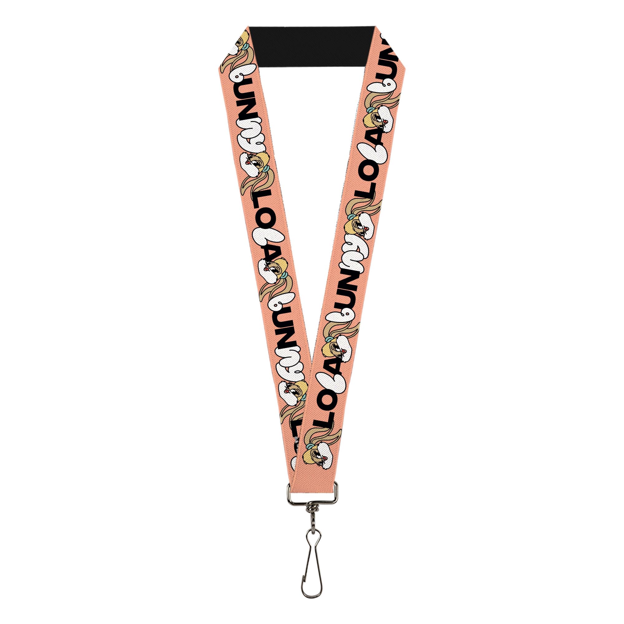Buckle-Down Looney Tunes Lanyard, Lola Bunny Smiling Face Text Peach, Elastic