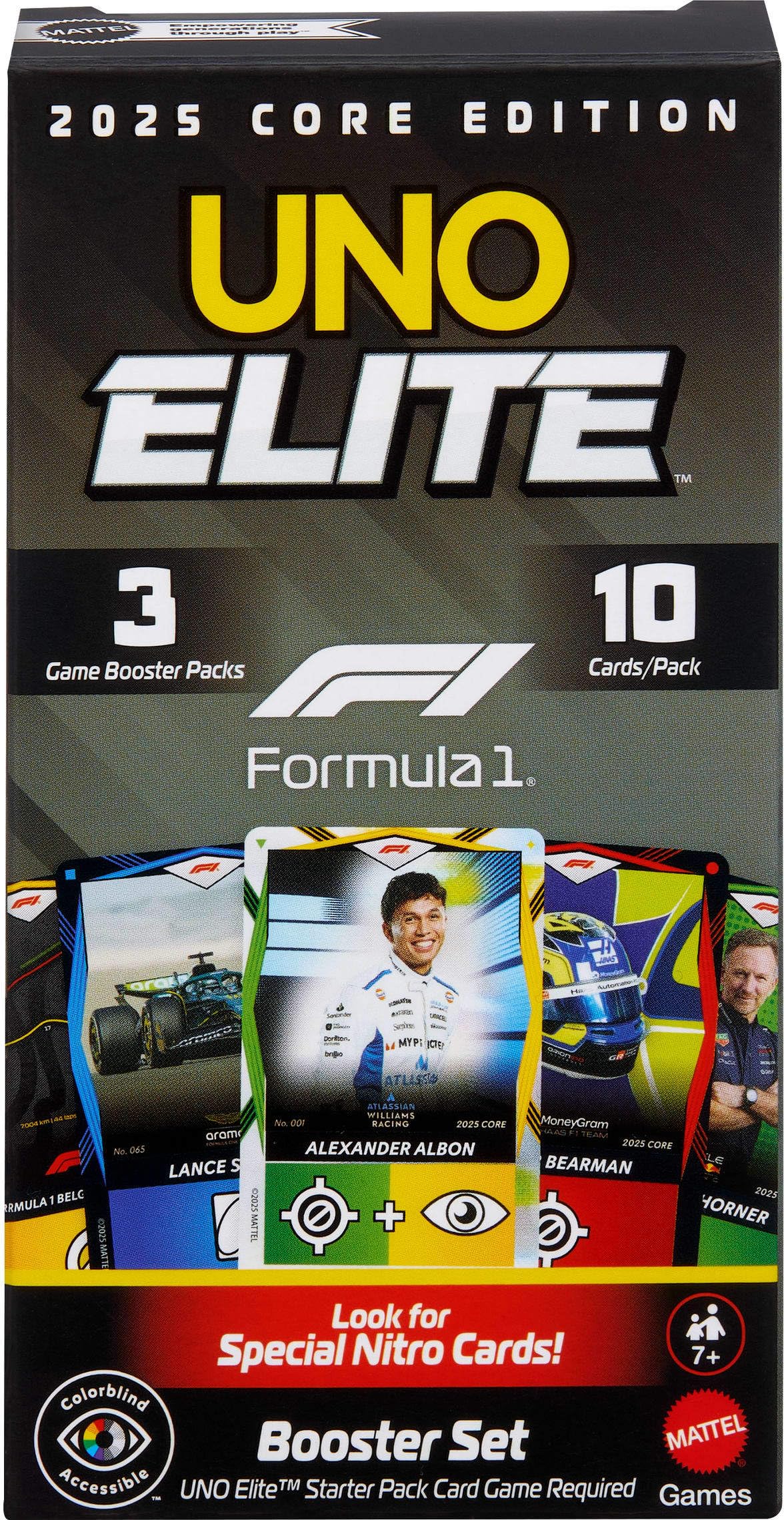 Photos - Action Figures / Transformers Mattel UNO Elite F1 Card Game Booster Set 7+ JLV43