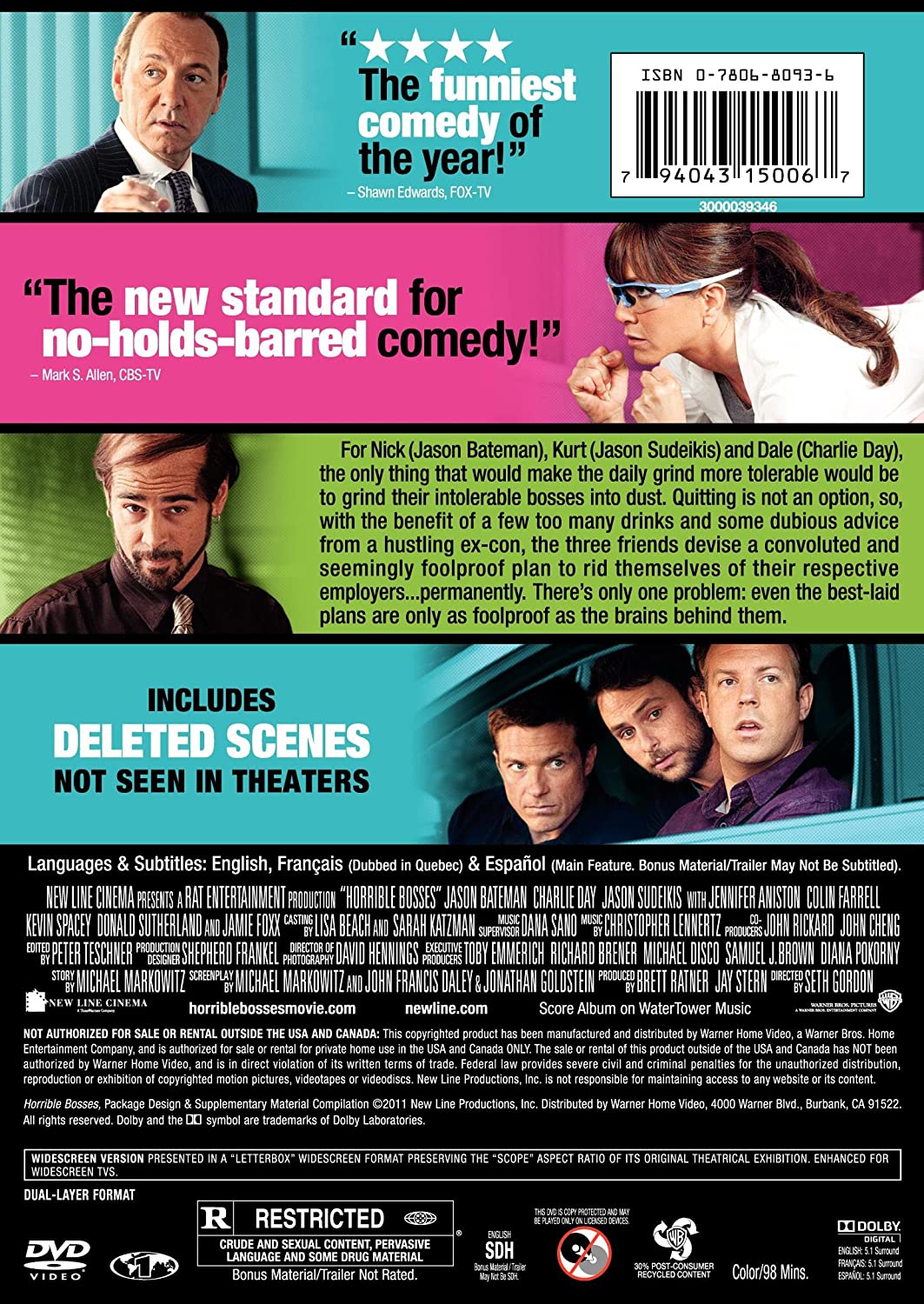 Horrible Bosses (DVD) Jason Bateman Jennifer Aniston (US IMPORT) - Picture 2 of 2