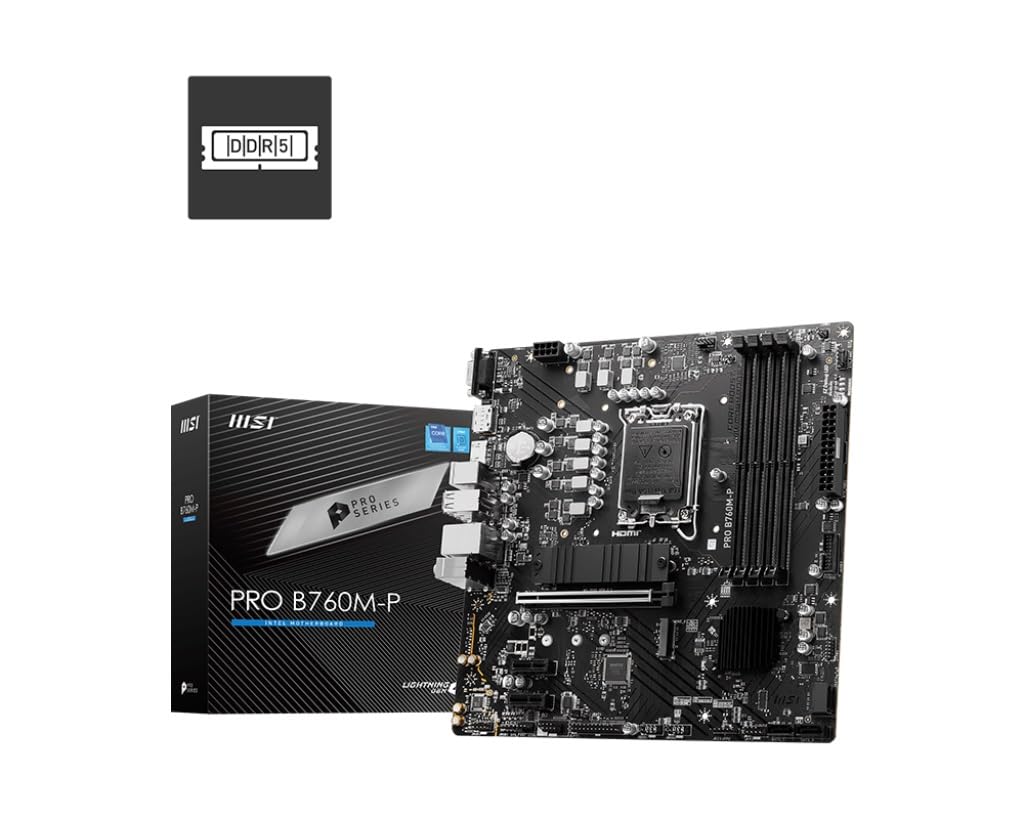 MSI PRO B760M-P Motherboard, Micro-ATX - Supports 12th and 13th Gen Intel Core P