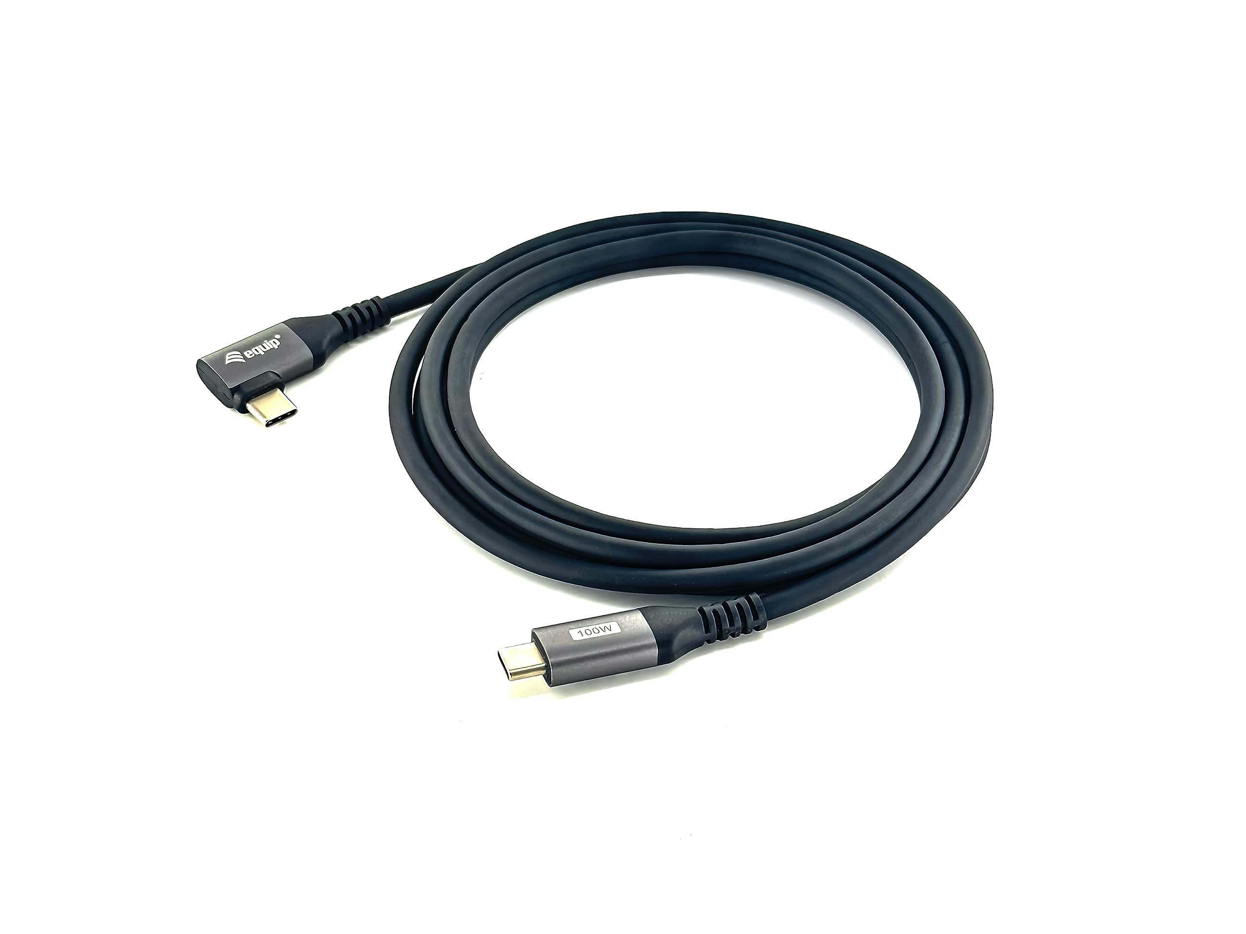 Equip 128891 USB 2.0 C auf C 90° abgewinkeltes Kabel, M/M 1,0m, PD 100W, Schwarz - Bild 1 von 4