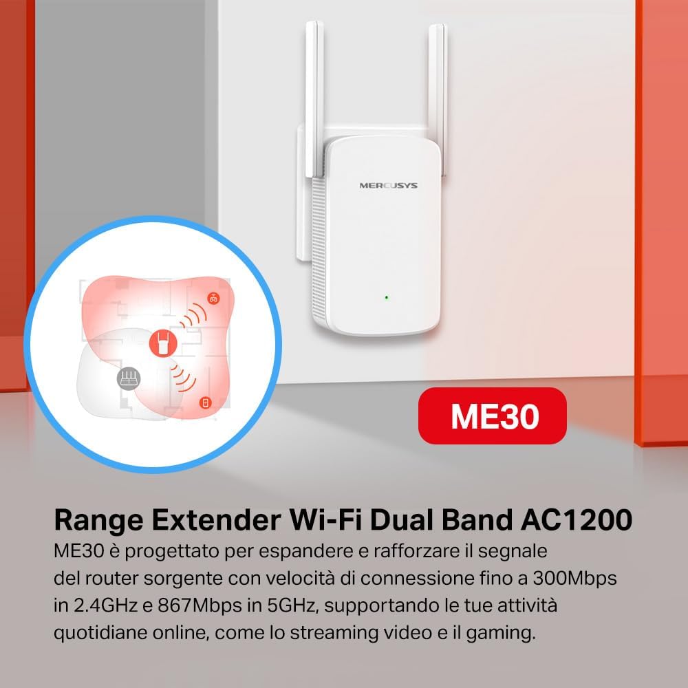 Mercusys ME30 - AC1200 przedłużacz zasięgu Wi-Fi - Zdjęcie 3 z 10