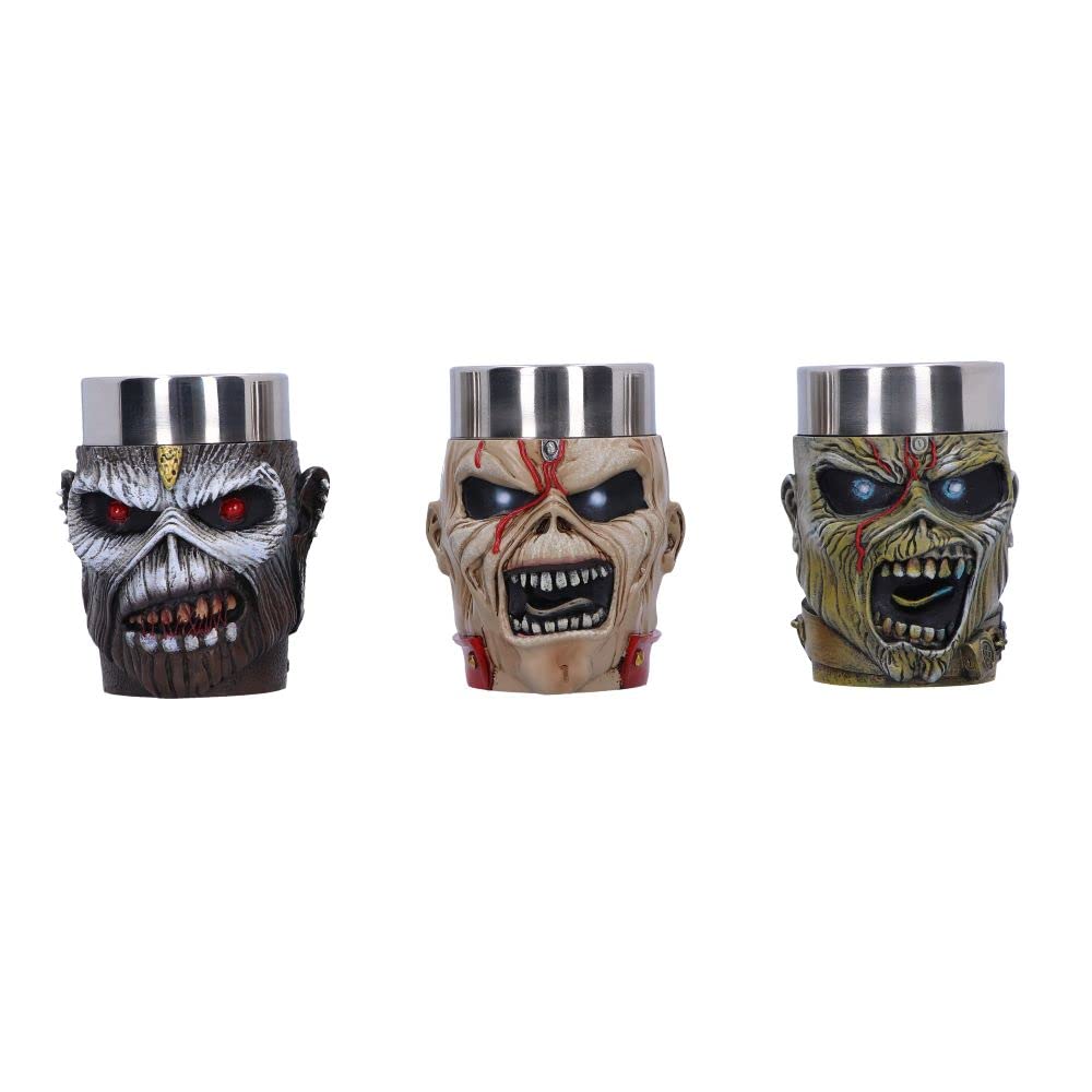 Nemesis Now Iron Maiden Eddie Shot Glass Set 9cm Resin w Stainless Steel Mul 16990₽