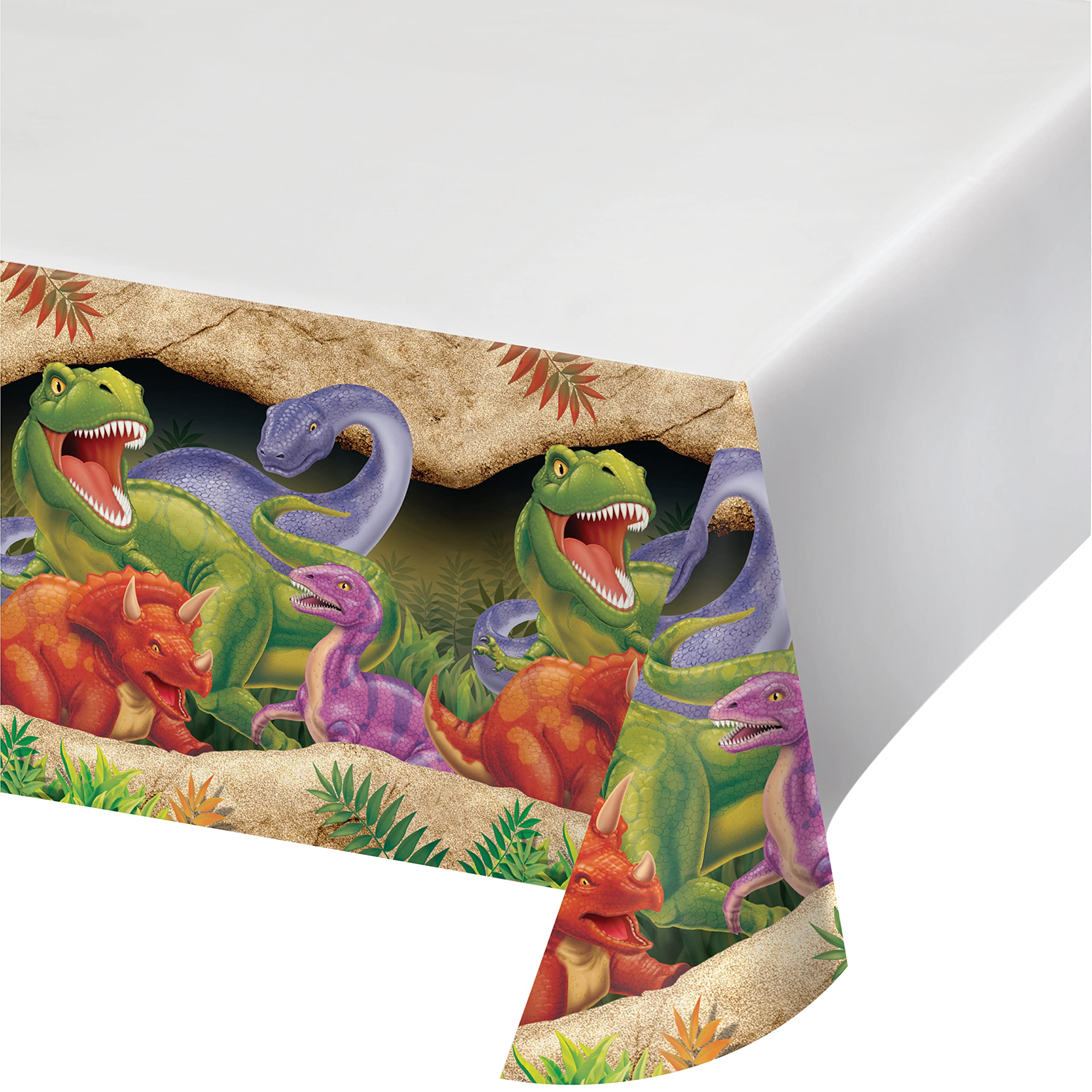 Creative Party Dinosaur Print Border Plastic Table Cover - 1 Pc 54 inches x 108 1790₽