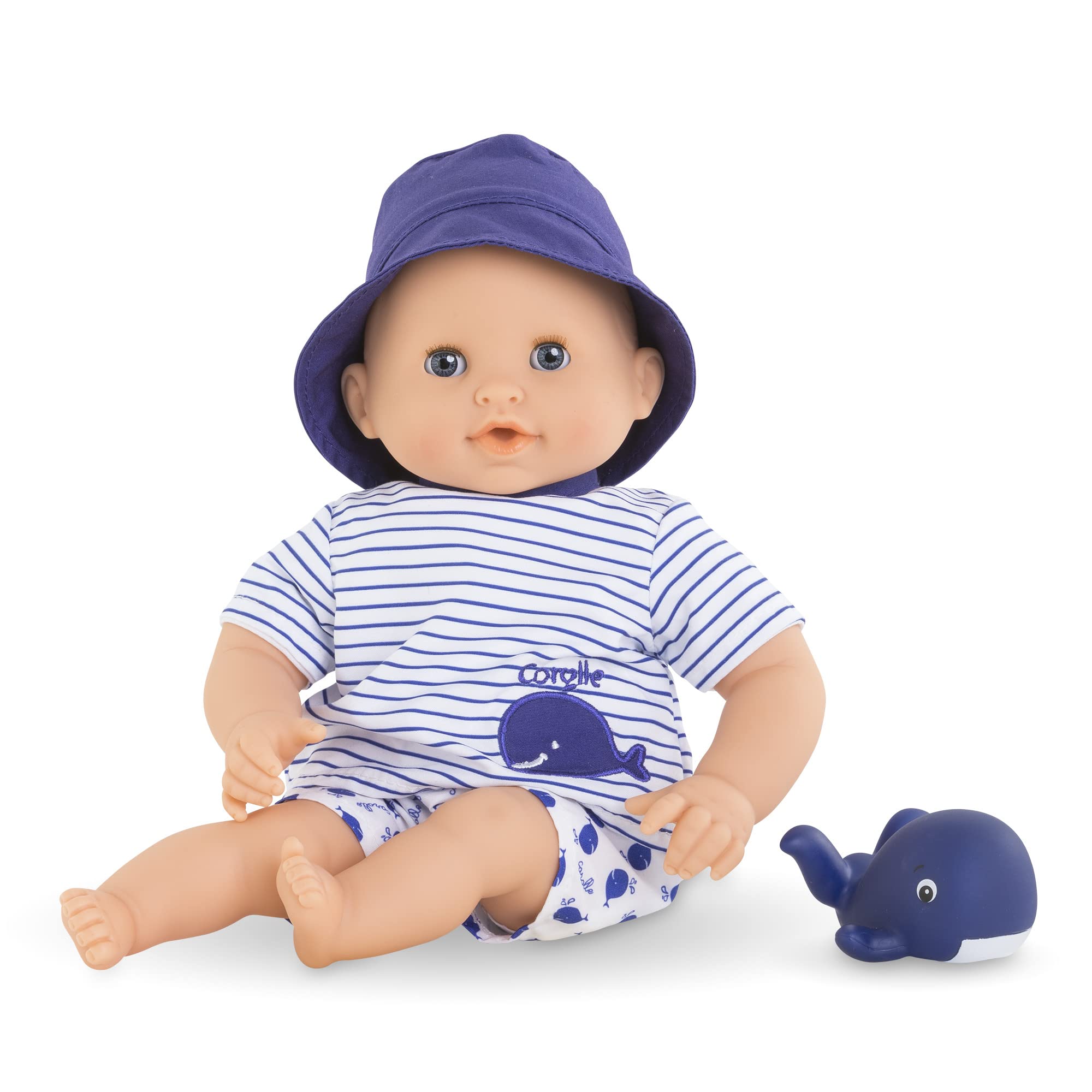 Photos - Doll Corolle Ma Premier Poupon Bath Boy Marin Soft Body Bath  with Bath Animal Sleeping Eyes Vanilla Fragrance Removable Clot 
