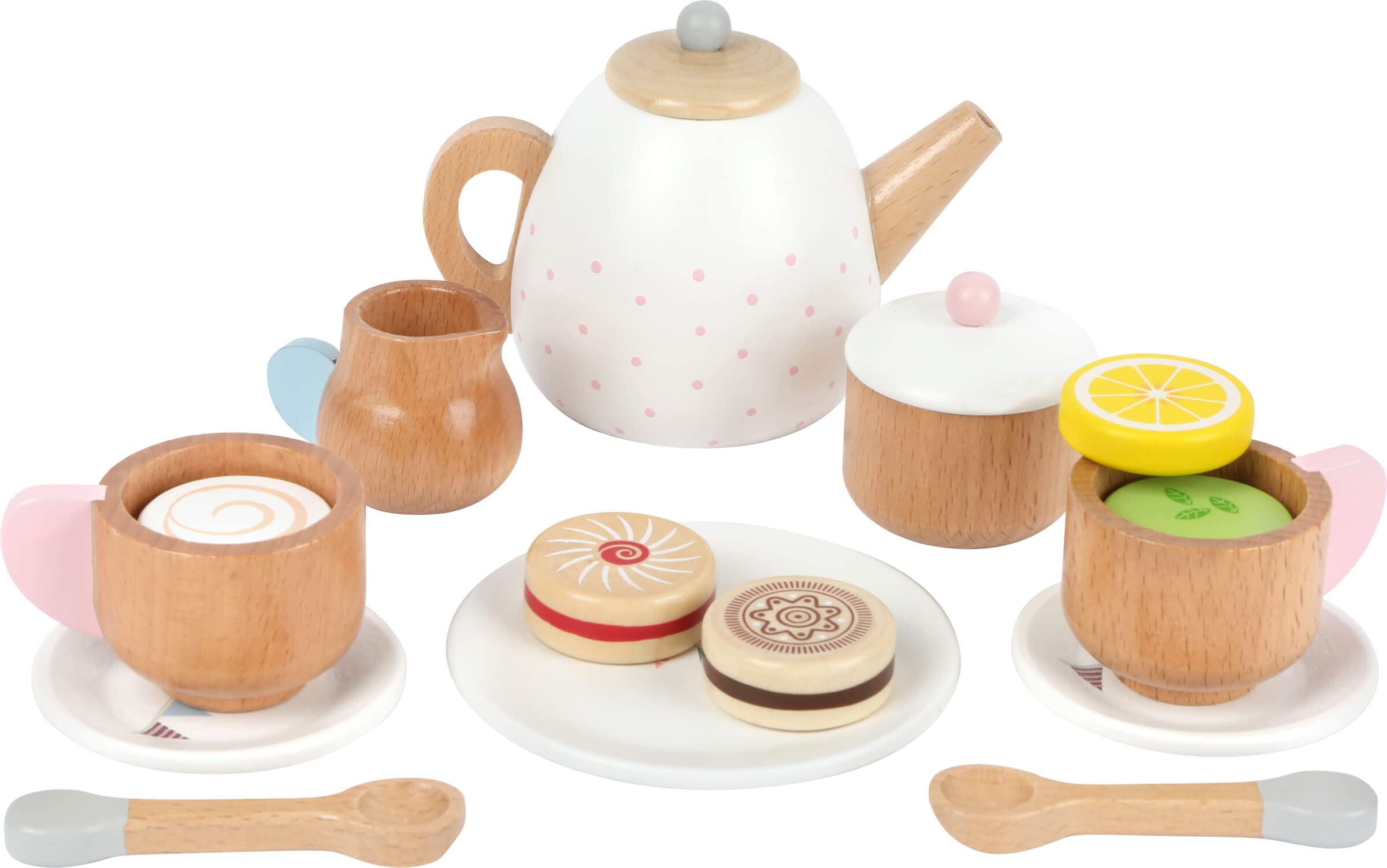 Photos - Construction Toy small foot 11214 Wooden Tea Set Children's Kitchen accessories for play kitchen with 17 parts from 3 years ‎11214
