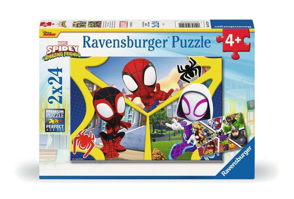 Photos - Jigsaw Puzzle / Mosaic Ravensburger Marvel Spiderman Spidey & His Amazing Friends Jigsaw Puzzles for Kids Age 3 Years Up - Toddler Toys - 2x 24 Pie 