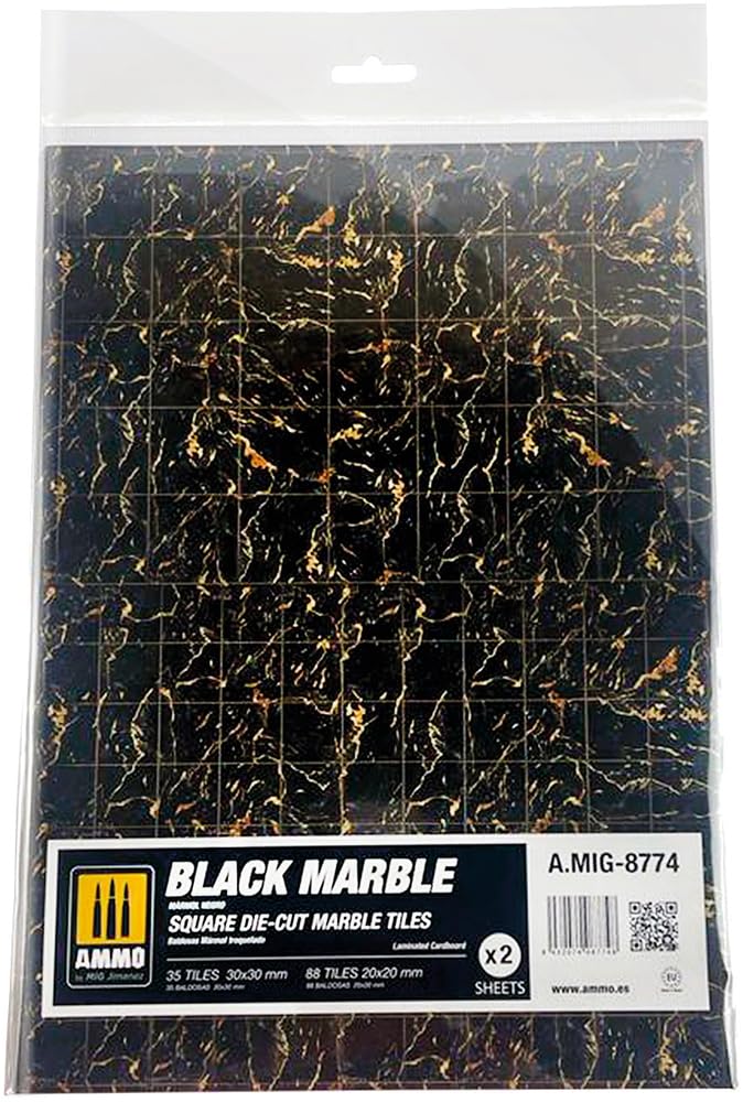 Mig Jimenez Mármol Negro - Baldosas cuadradas troqueladas