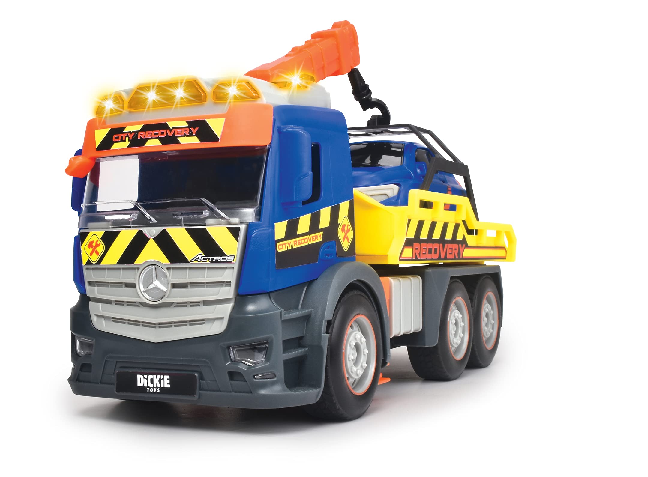 Dickie Toys Helden Der Stadt – Andy Abschleppwagen Mit Licht & Sound, Inkl. Robby Robot & Sammelkarte