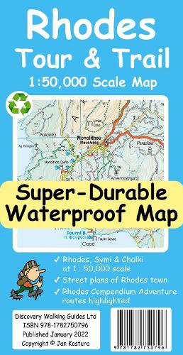 Jan Kostura Rhodes Tour and Trail Map (Map)