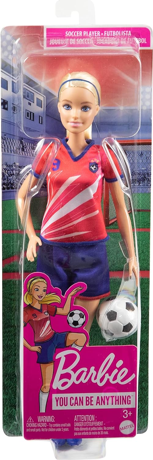 Barbie Soccer Doll, Blonde Ponytail, Colorful #9 Uniform, Soccer Ball, Cleats, T detailed image 3